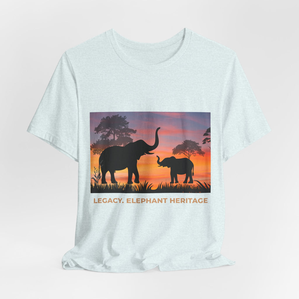 Elephant Sunset Tee — "Legacy, Elephant Heritage" Graphic T-Shirt
