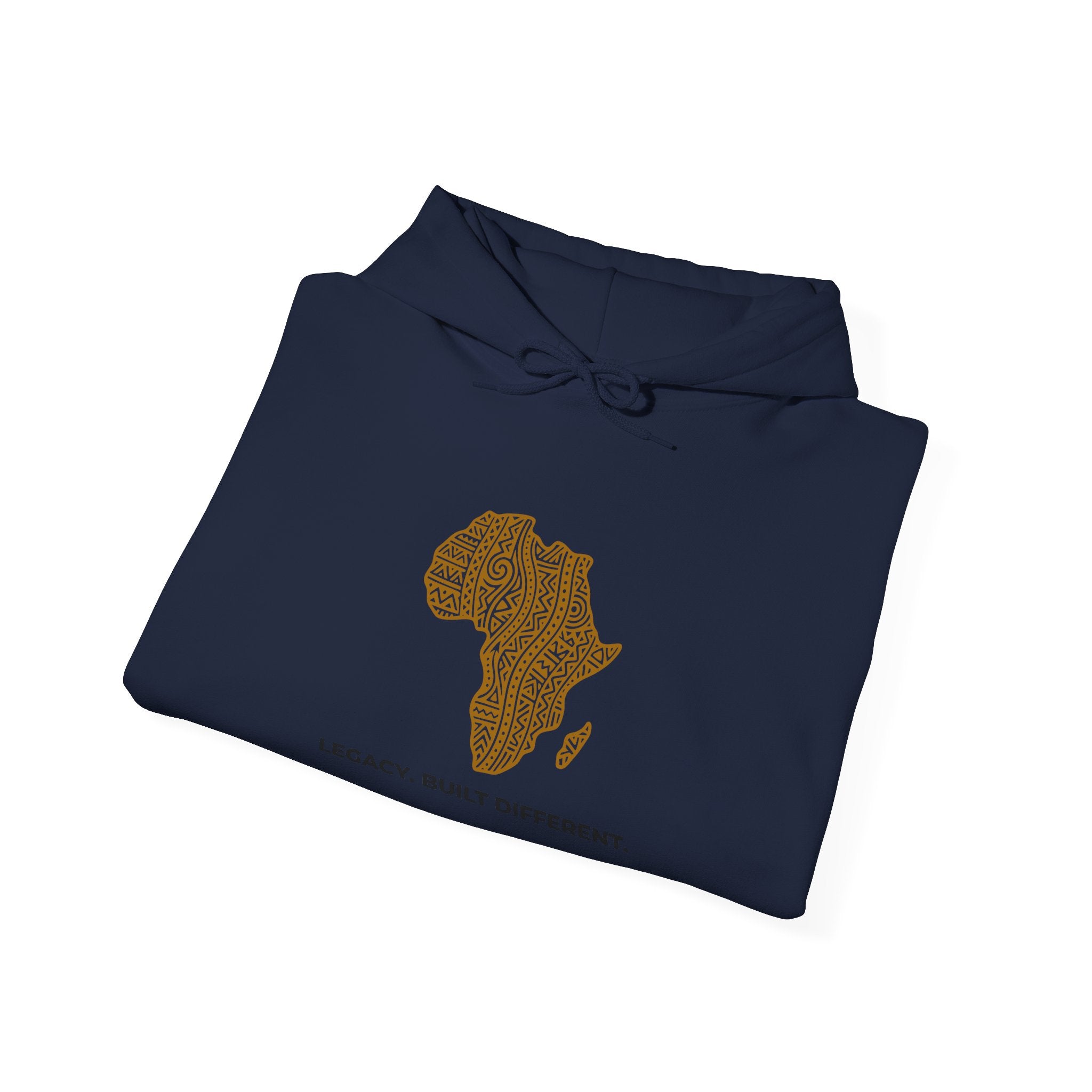 Africa Map Hoodie — 'Legacy. Built Different.' Cultural Pattern Pullover