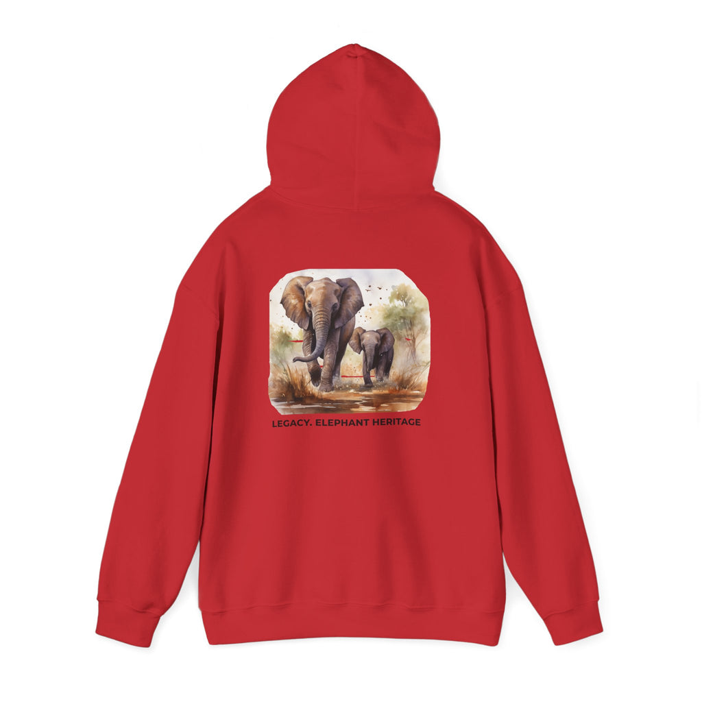 Elephant Heritage Hoodie — Wildlife Mom & Calf Graphic Sweatshirt