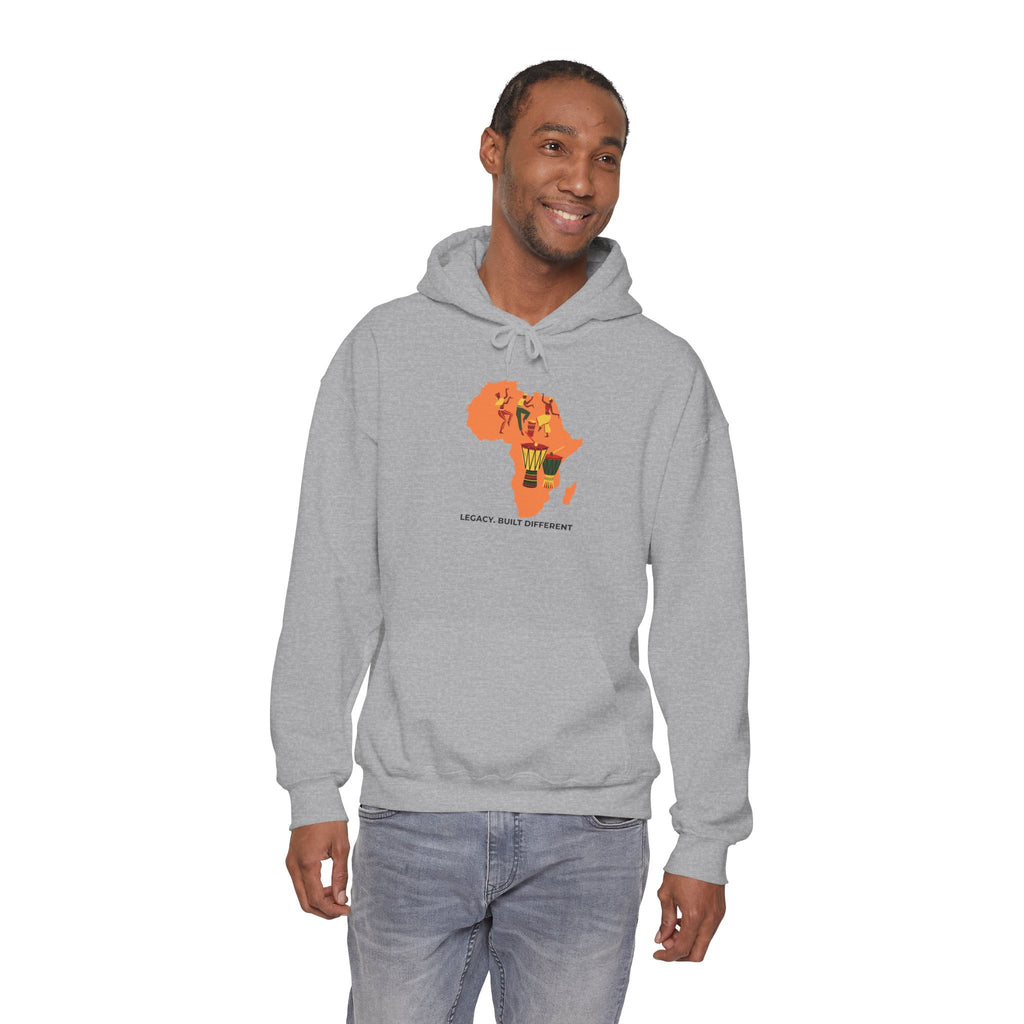 Africa Map Hoodie - 'Legacy. Built Different.' Afrocentric Graphic Pullover