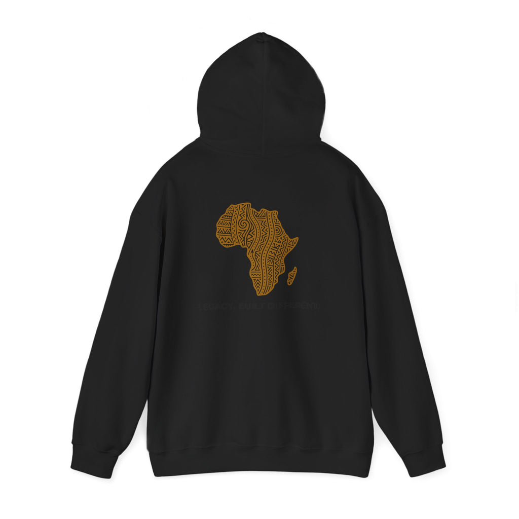 Africa Map Hoodie — 'Legacy. Built Different.' Cultural Pattern Pullover