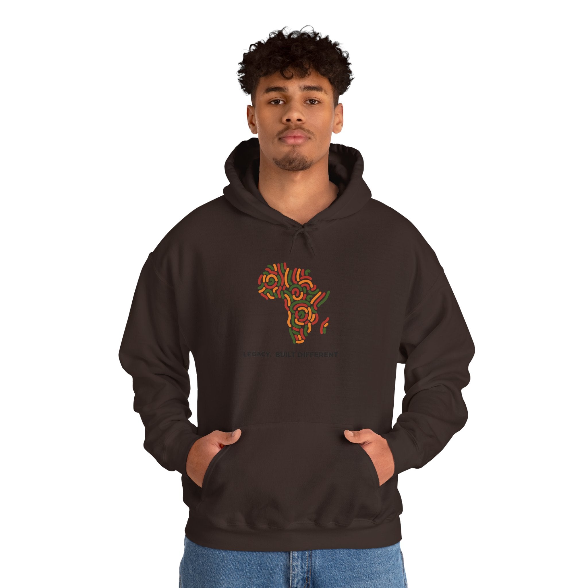 Africa Pattern Hoodie — "Legacy: Built Different" Graphic Sweatshirt
