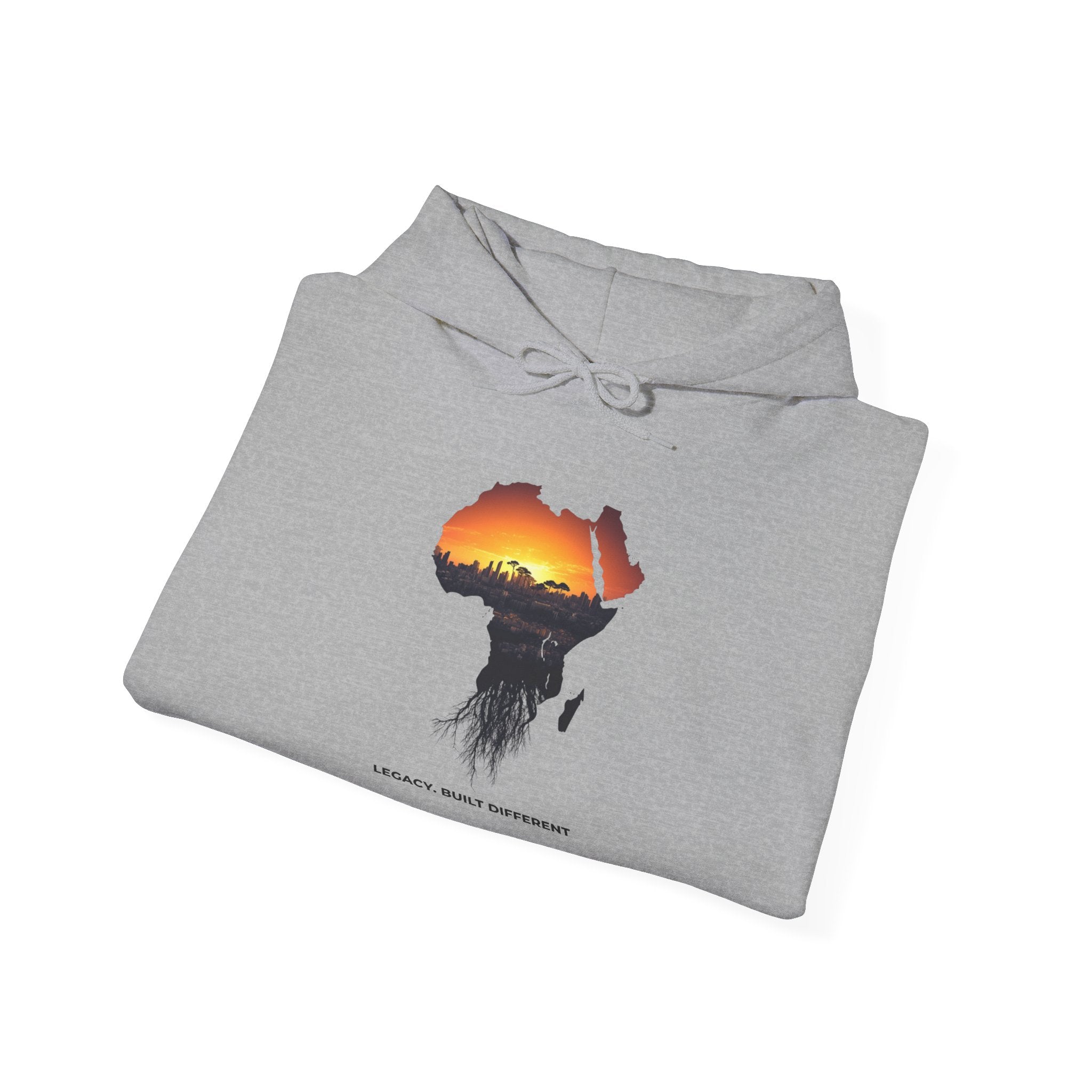 Africa Sunset Hoodie — "Legacy. Built Different." Graphic Pullover