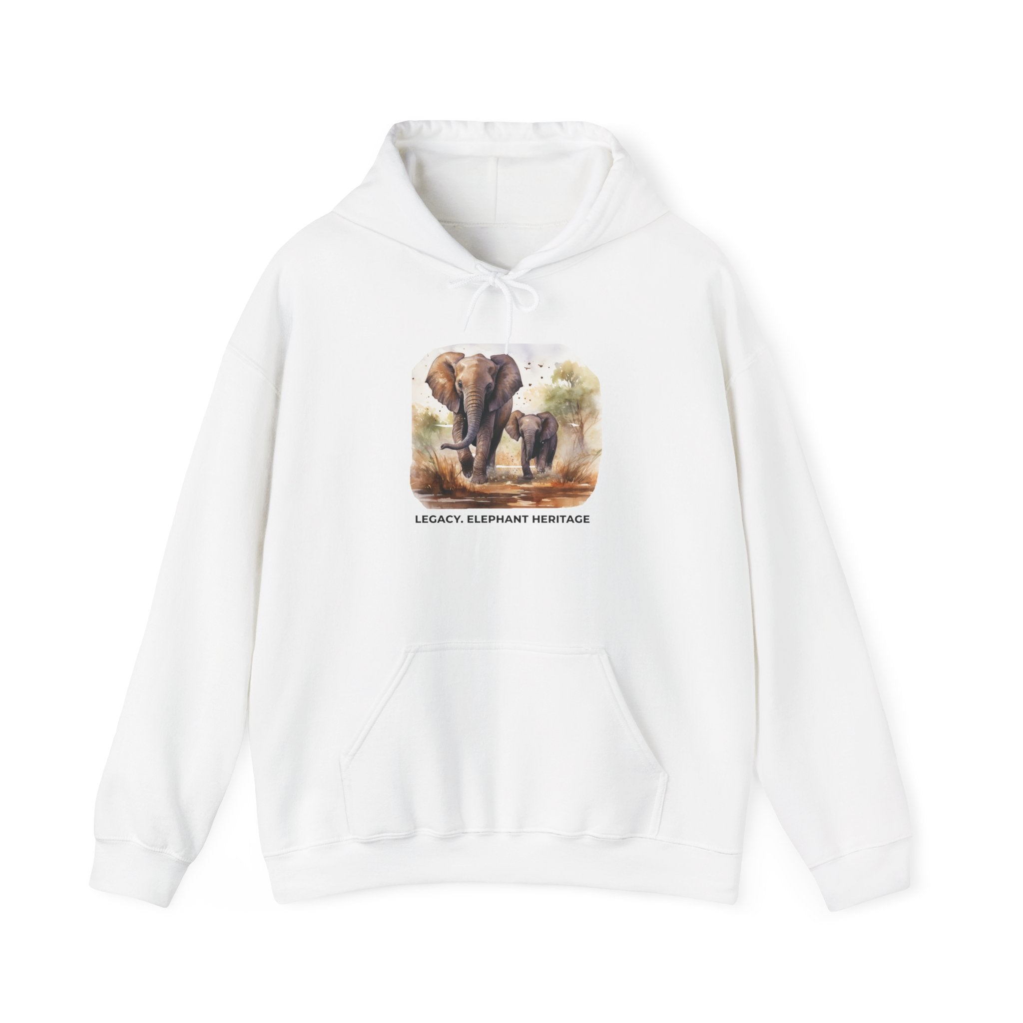 Elephant Heritage Hoodie — Wildlife Mom & Calf Graphic Sweatshirt
