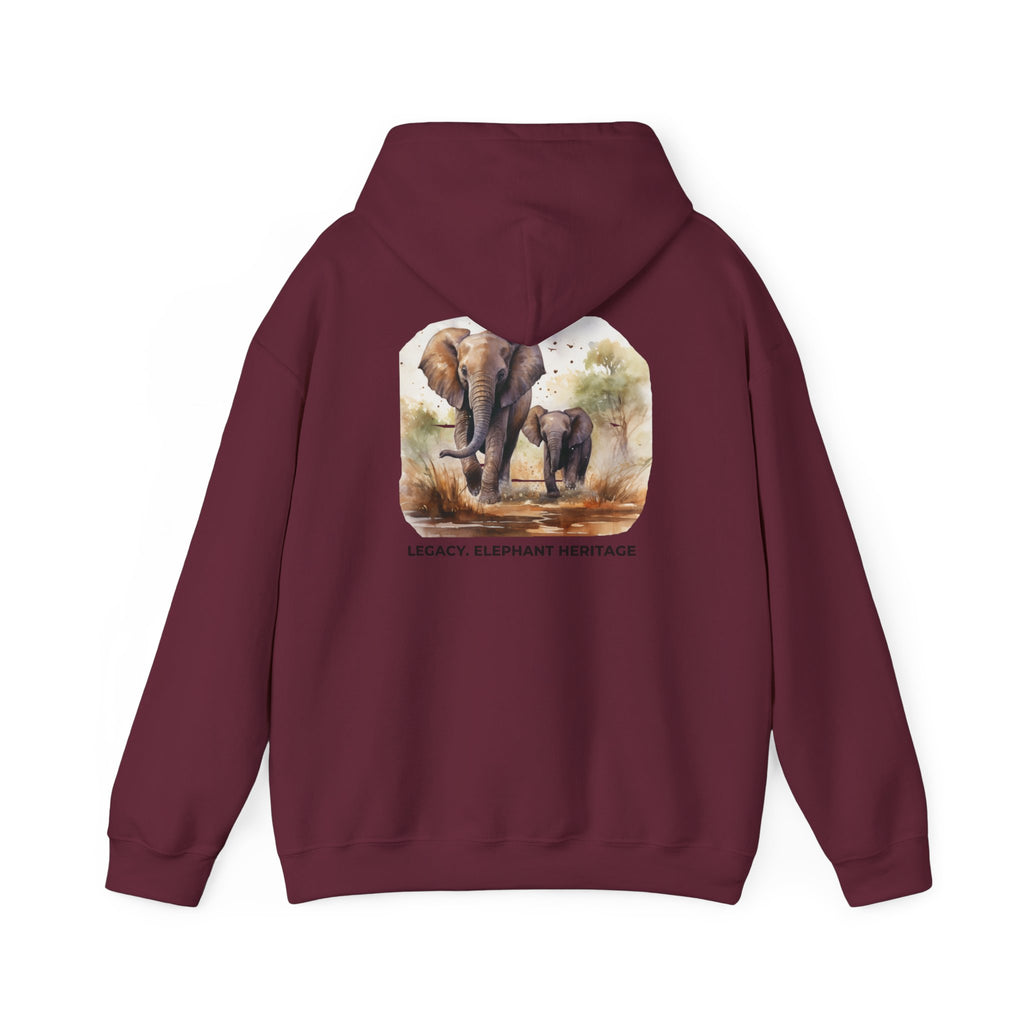 Elephant Heritage Hoodie — Wildlife Mom & Calf Graphic Sweatshirt