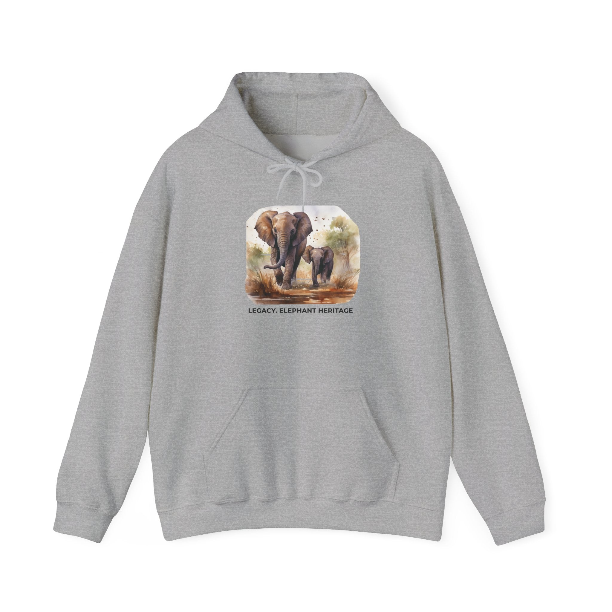 Elephant Heritage Hoodie — Wildlife Mom & Calf Graphic Sweatshirt