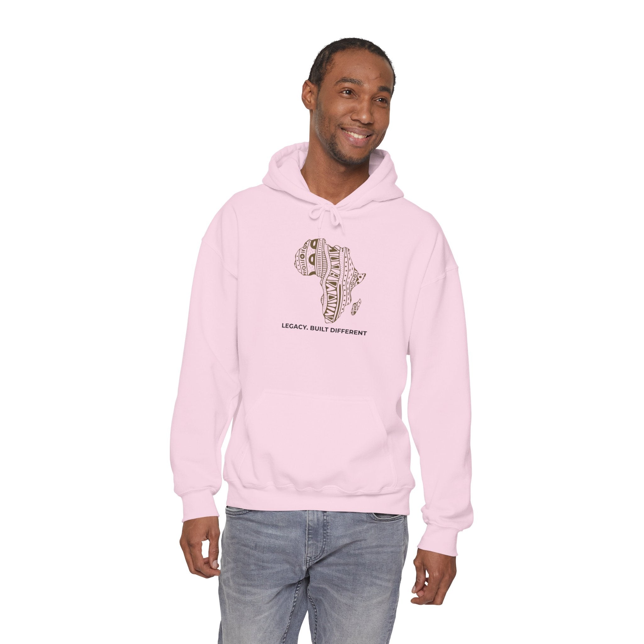 Africa Pattern Hoodie — "Legacy. Built Different." Graphic Sweatshirt