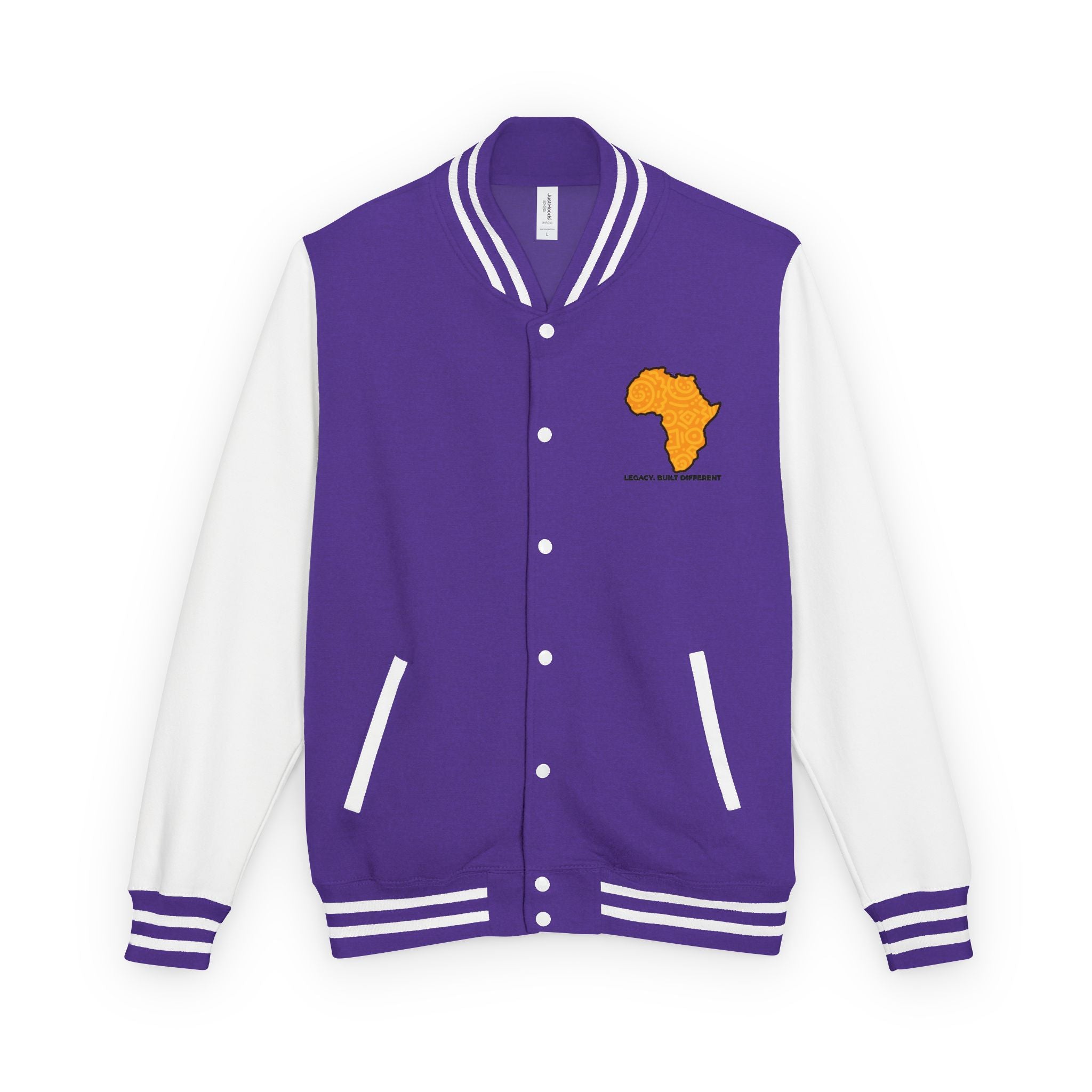Africa Pattern Letterman Jacket — "Legacy. Built Different" Varsity Coat