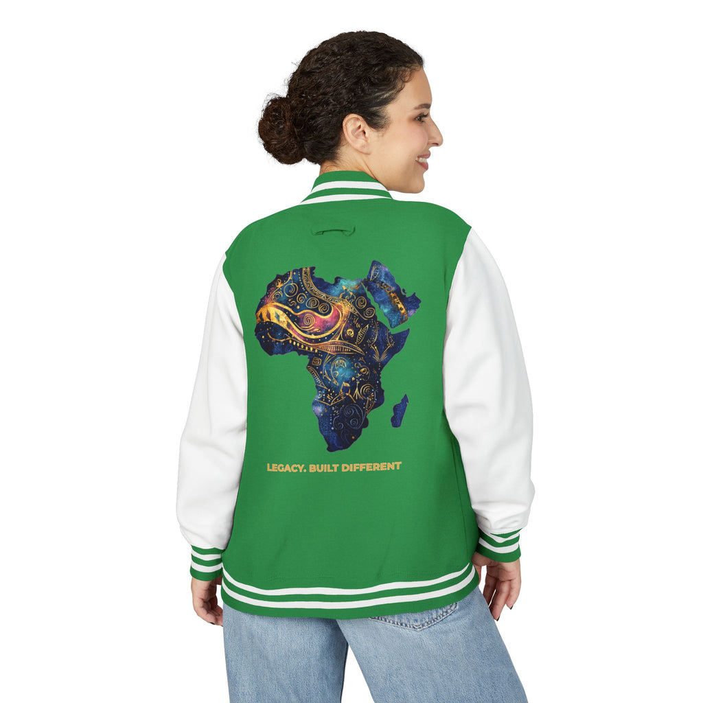 Africa Map Letterman Jacket — Colorful African Continent Graphic Bomber