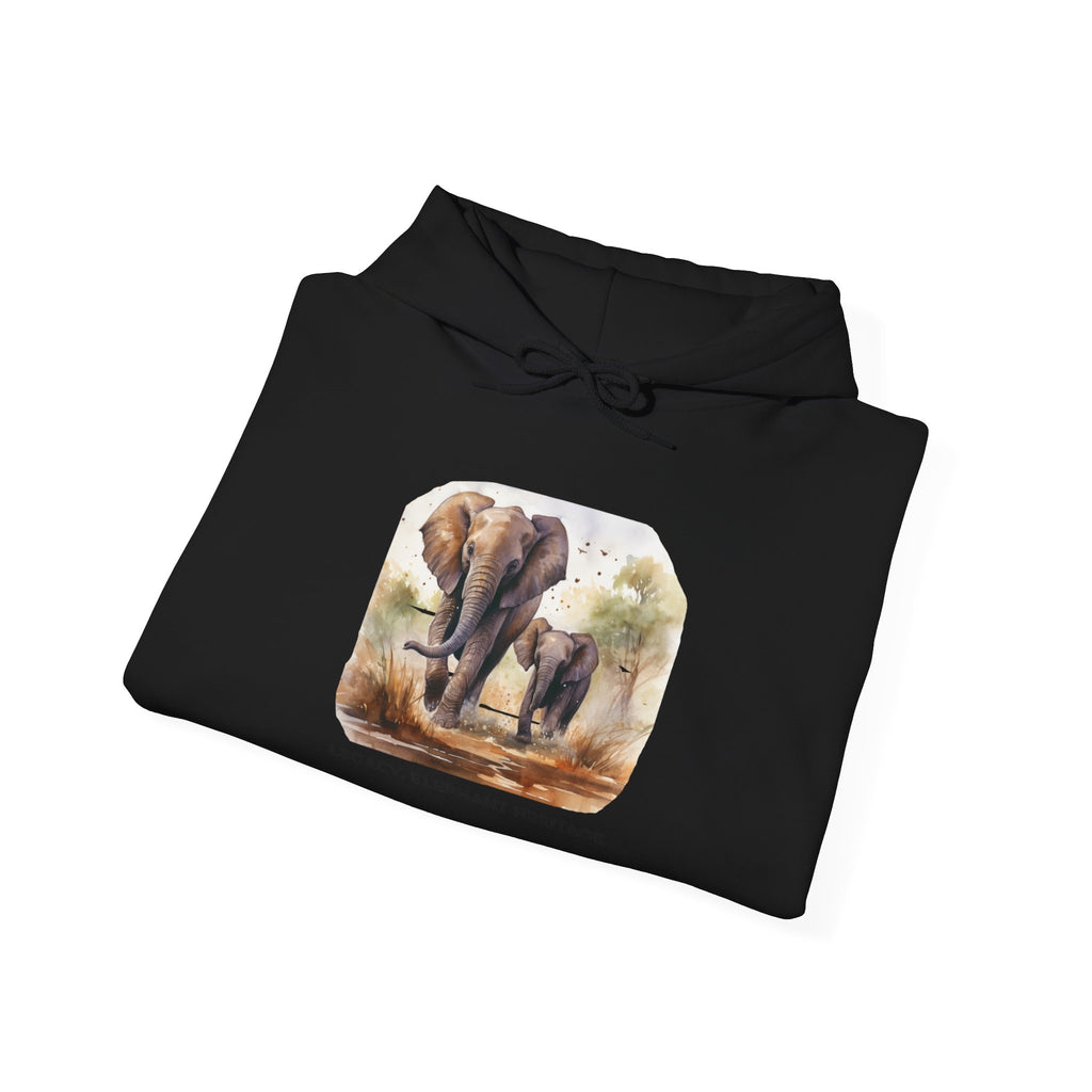 Elephant Heritage Hoodie — Wildlife Mom & Calf Graphic Sweatshirt