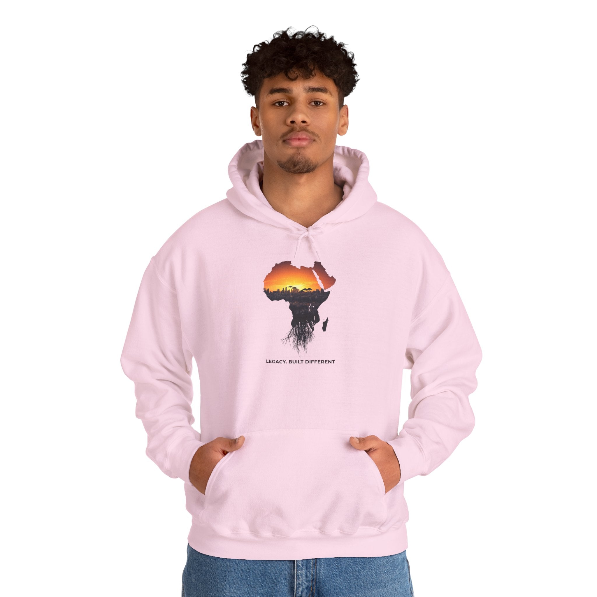 Africa Sunset Hoodie — "Legacy. Built Different." Graphic Pullover