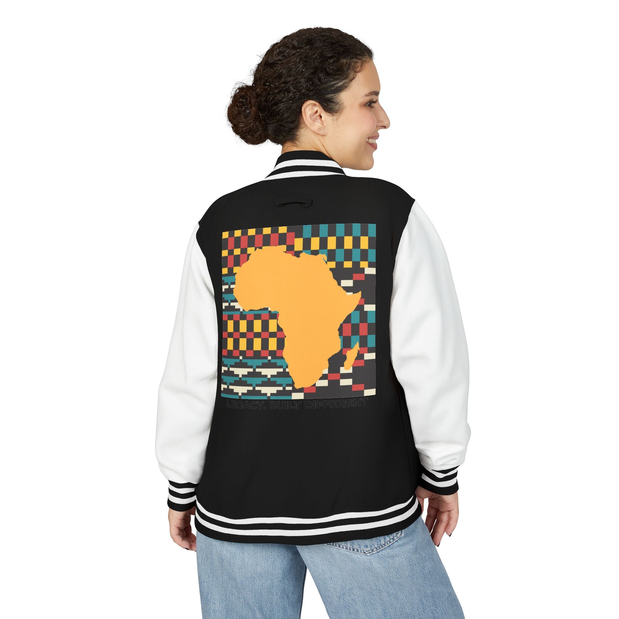 Letterman Jacket - Africa Map Kente Pattern "Legacy Built Different"