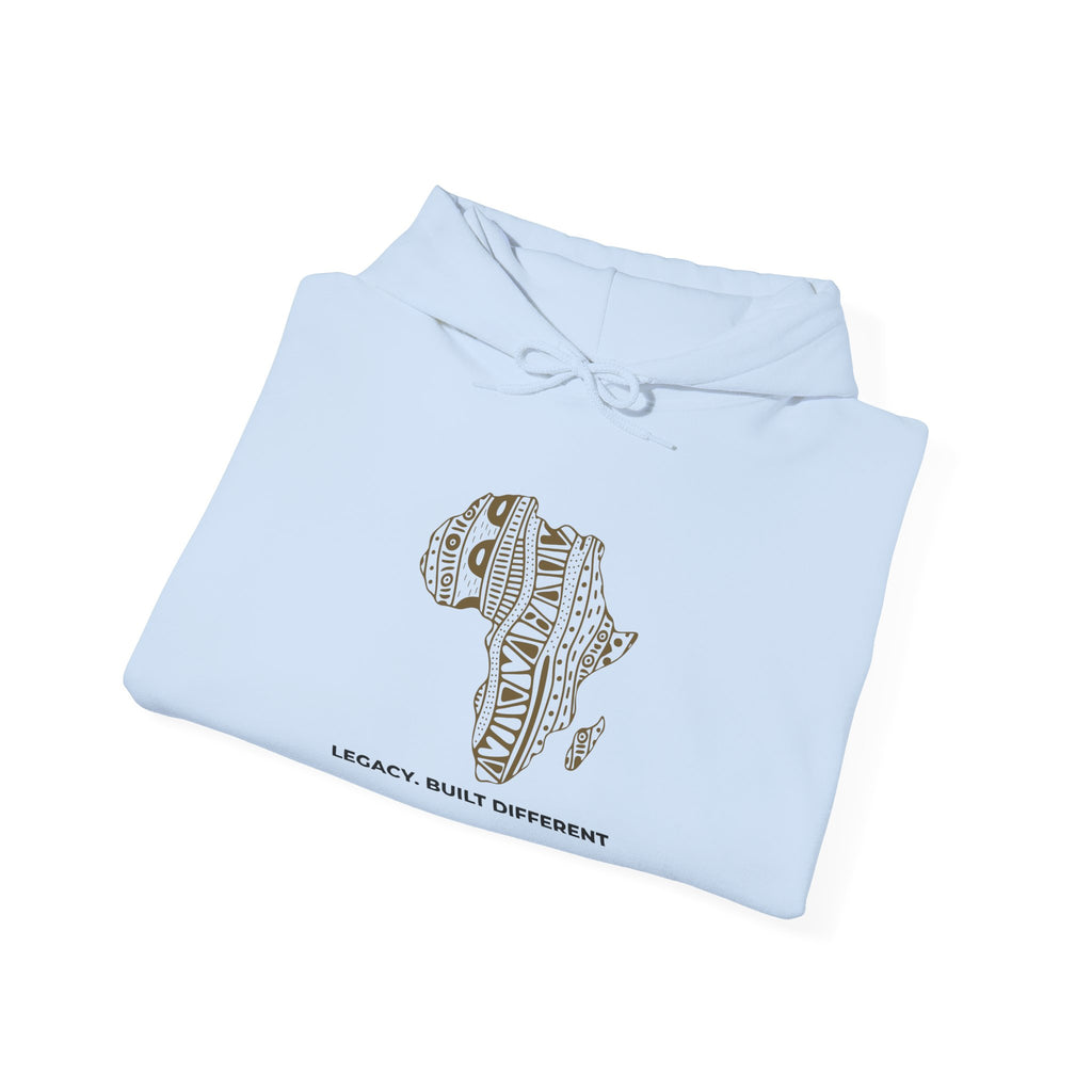 Africa Pattern Hoodie — "Legacy. Built Different." Graphic Sweatshirt