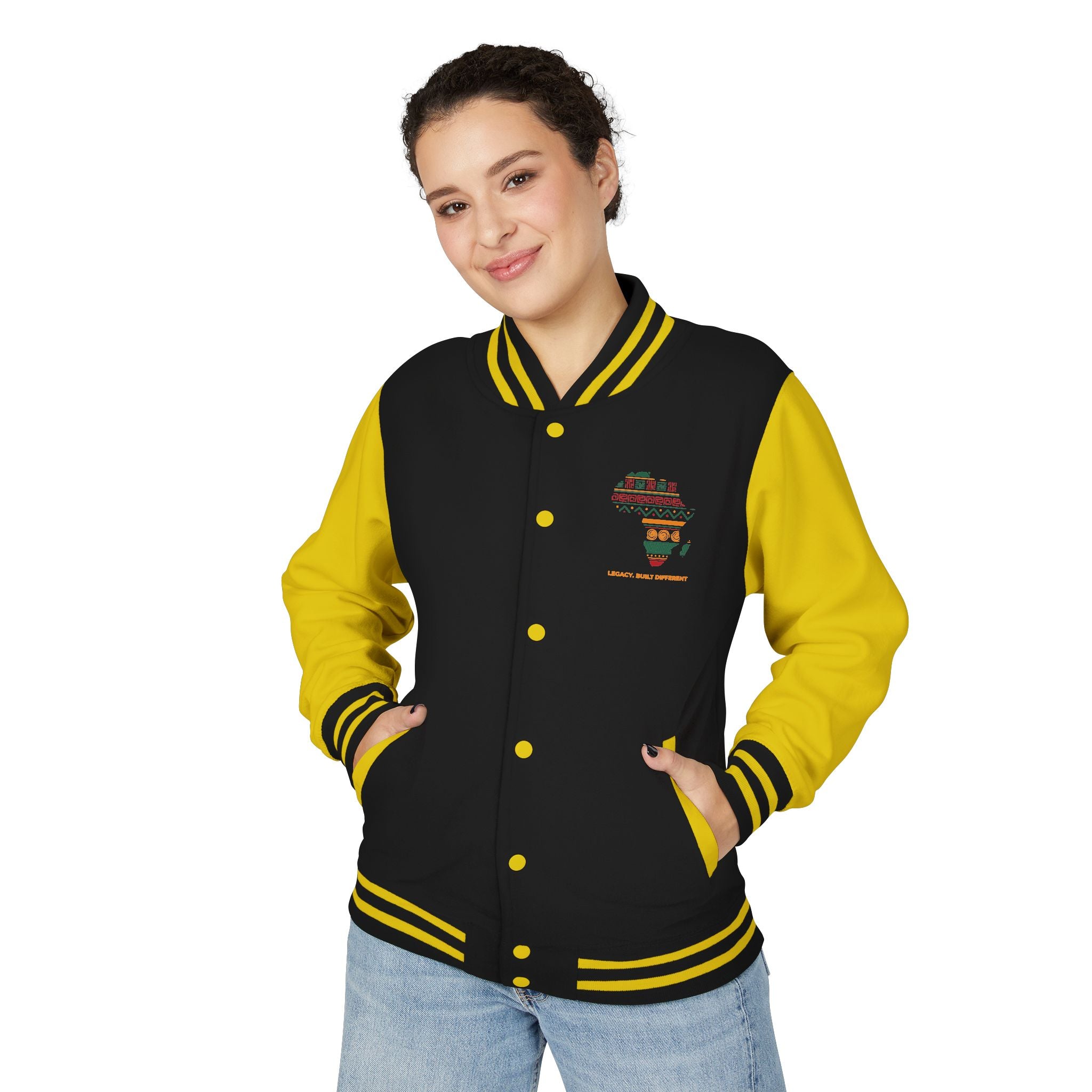 Africa Pattern Letterman Jacket — "Legacy, Unity, Strength"