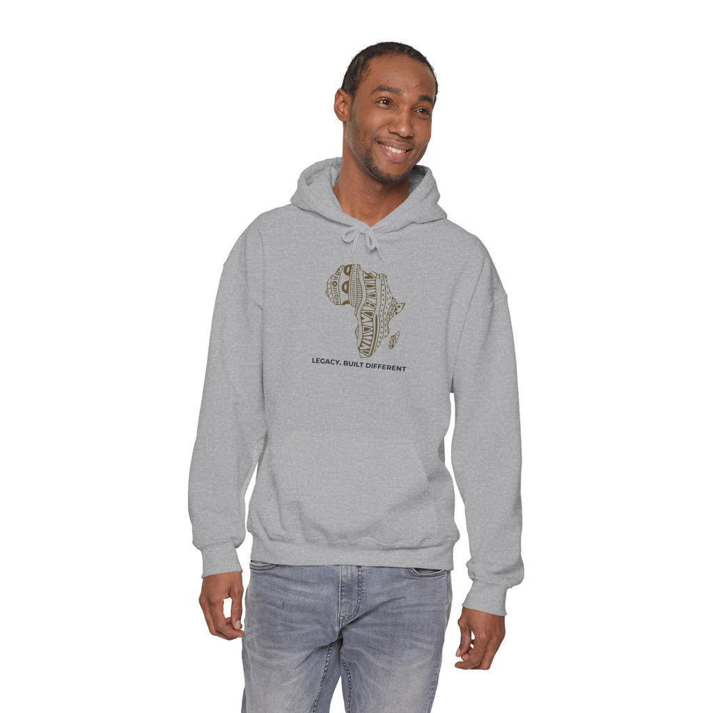 Africa Pattern Hoodie — "Legacy. Built Different." Graphic Sweatshirt