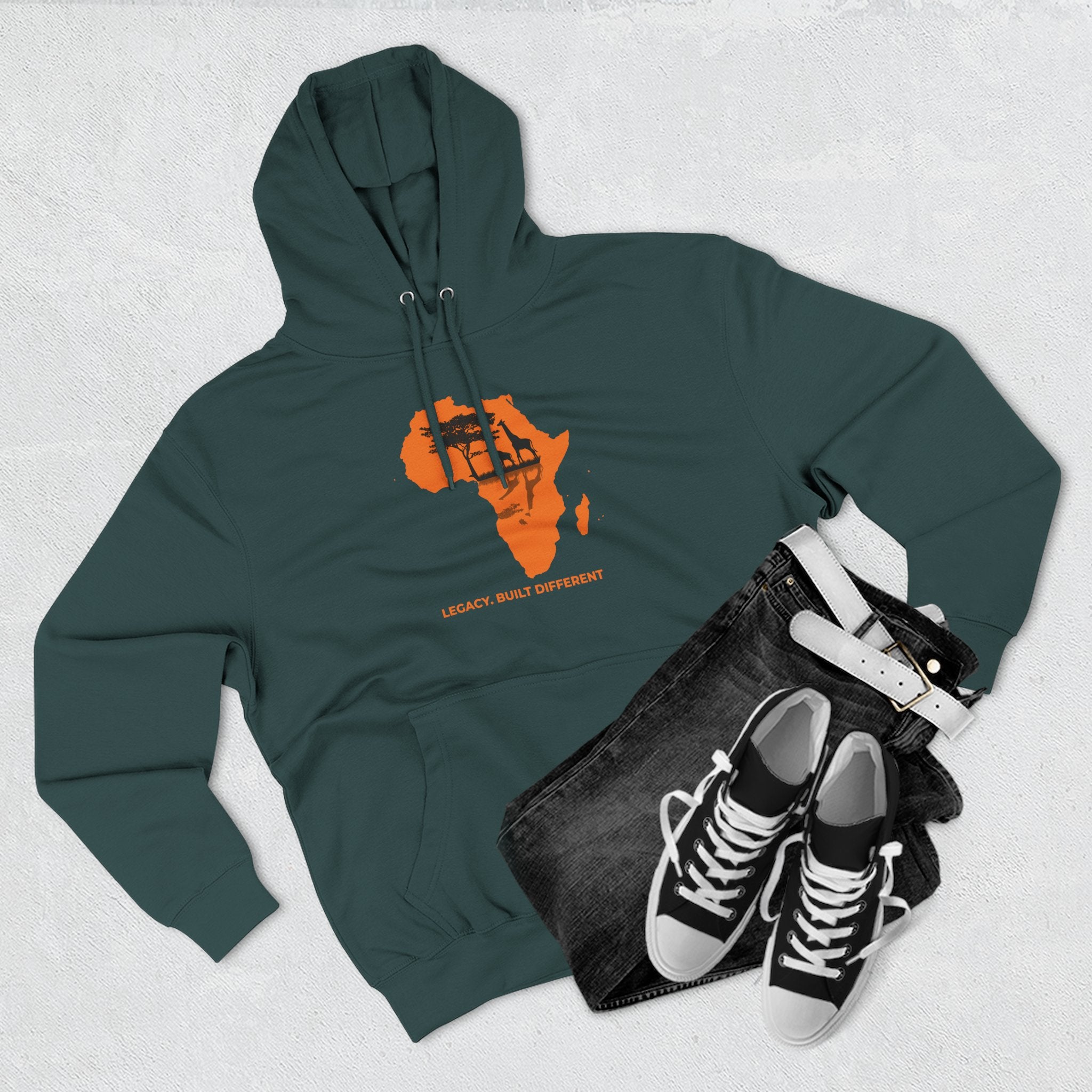 Africa Silhouette Hoodie — 'Legacy: Built Different' Graphic Pullover