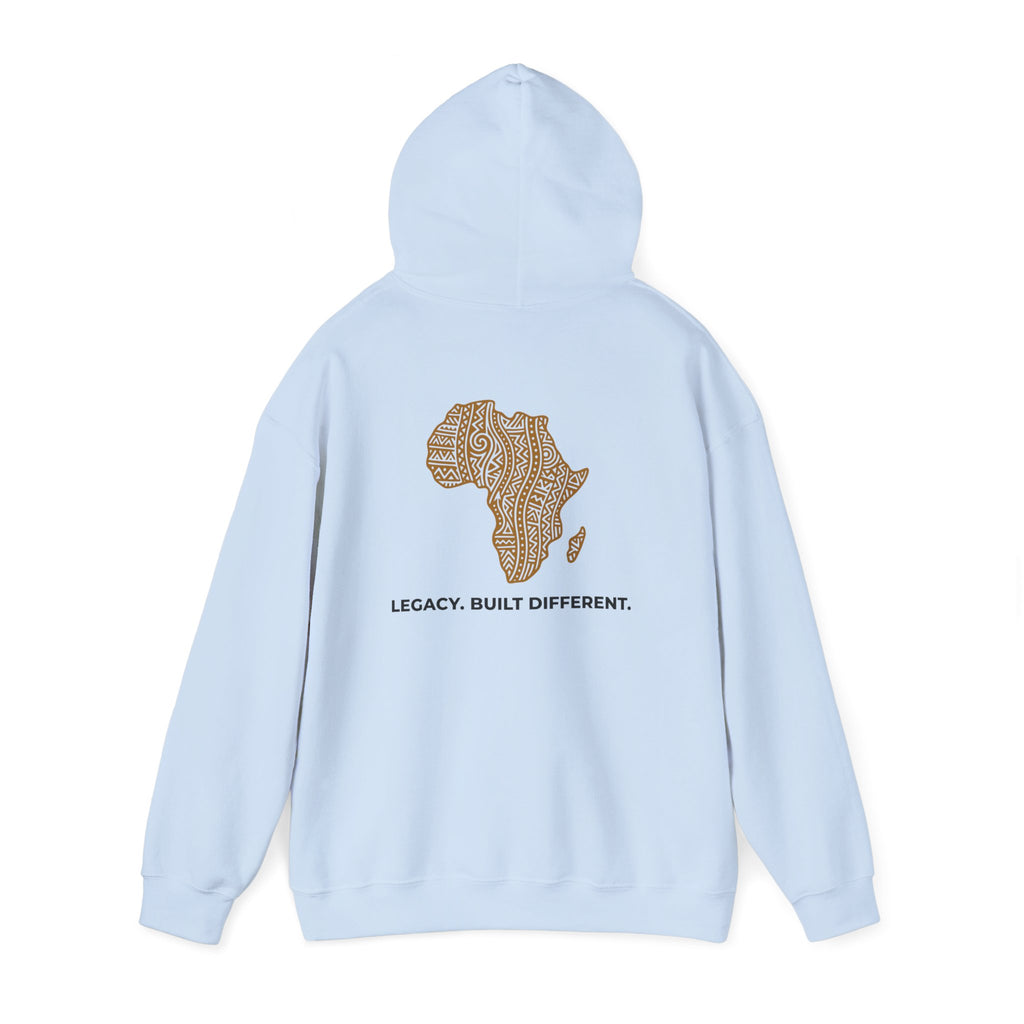 Africa Map Hoodie — 'Legacy. Built Different.' Cultural Pattern Pullover