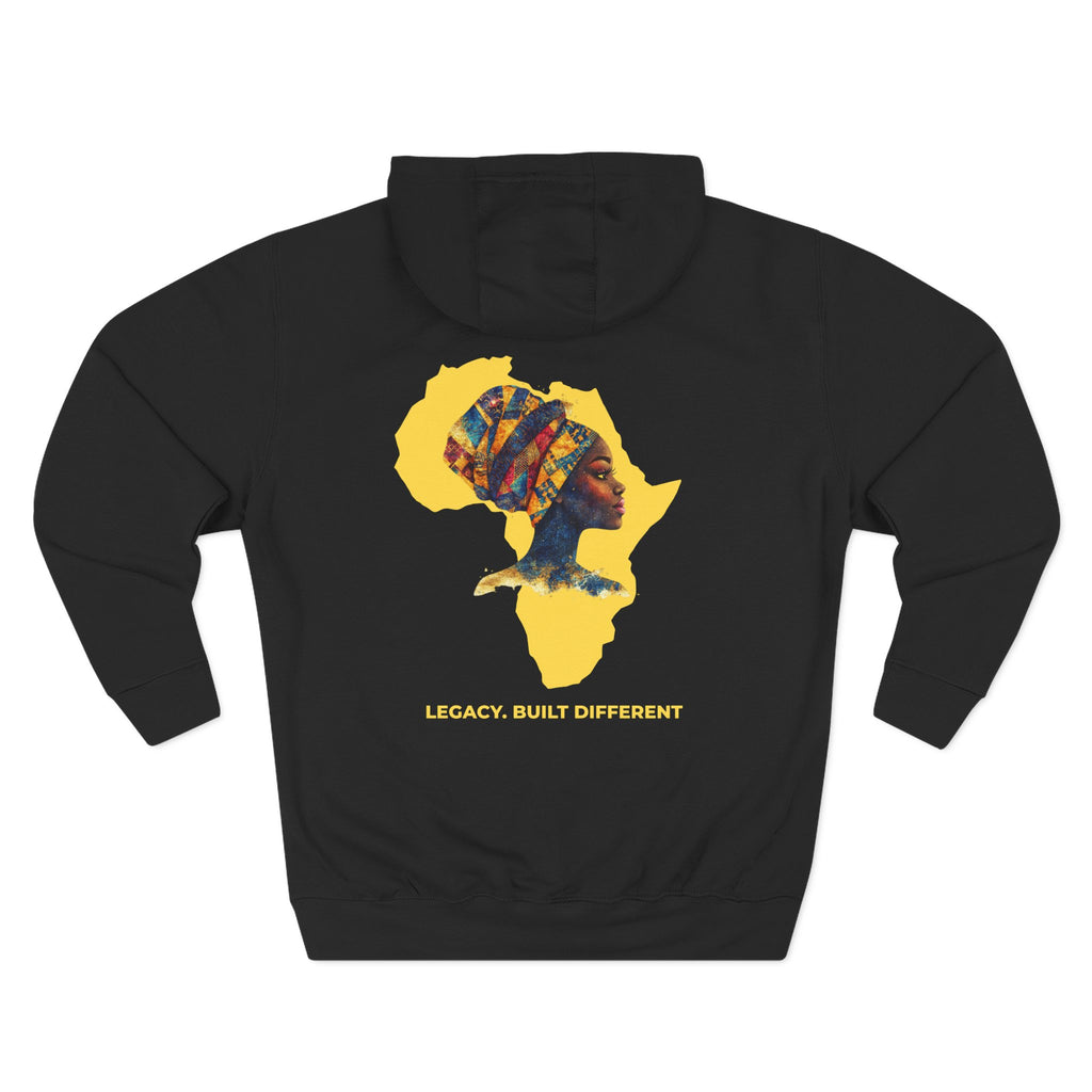 Hoodie — African Profile Art on Yellow Africa Silhouette (Legacy, Beauty, Empowerment)