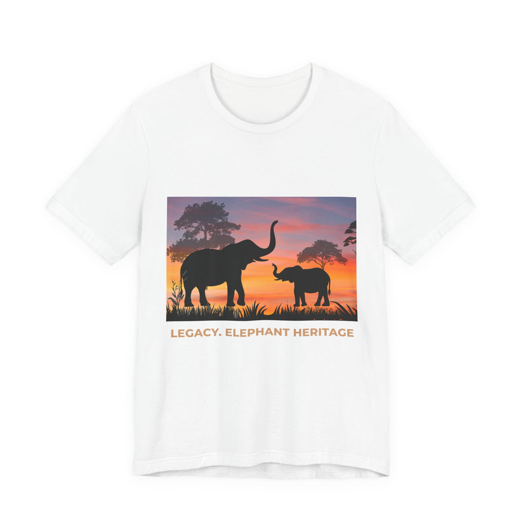 Elephant Sunset Tee — "Legacy, Elephant Heritage" Graphic T-Shirt