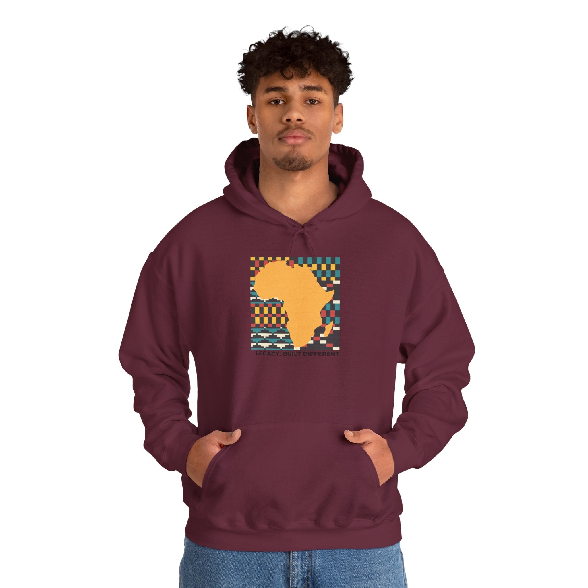 Africa Silhouette Kente Hoodie — "Legacy, Built Different"