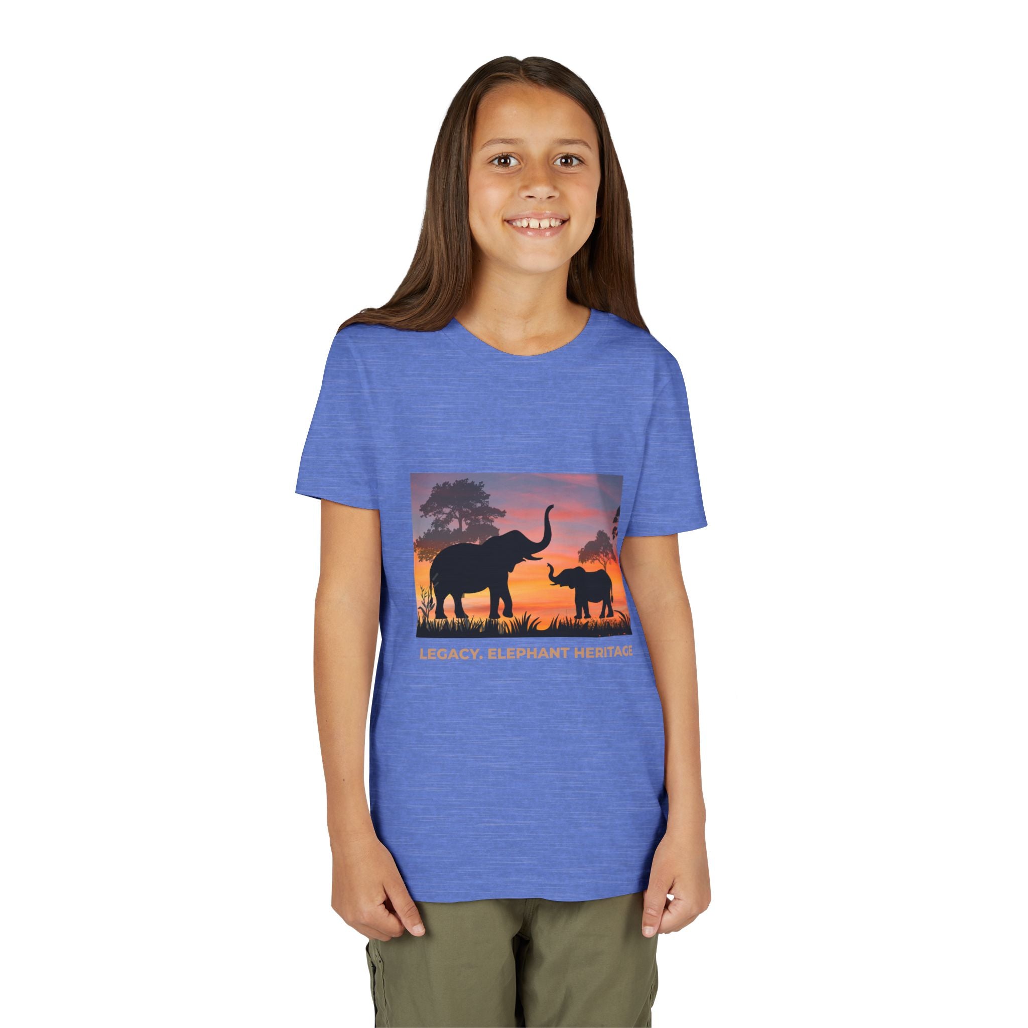 Youth Elephant Sunset Tee — 'Legacy, Love & Heritage' Kids Shirt