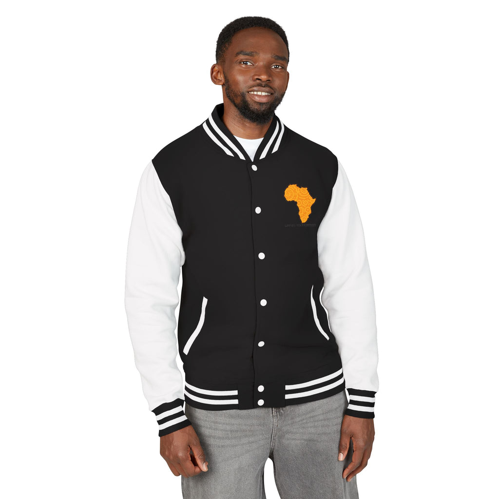 Africa Pattern Letterman Jacket — "Legacy. Built Different" Varsity Coat