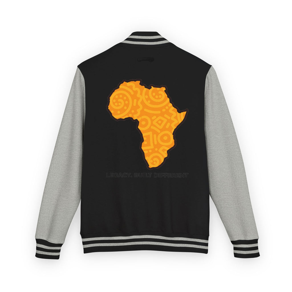 Africa Pattern Letterman Jacket — "Legacy. Built Different" Varsity Coat