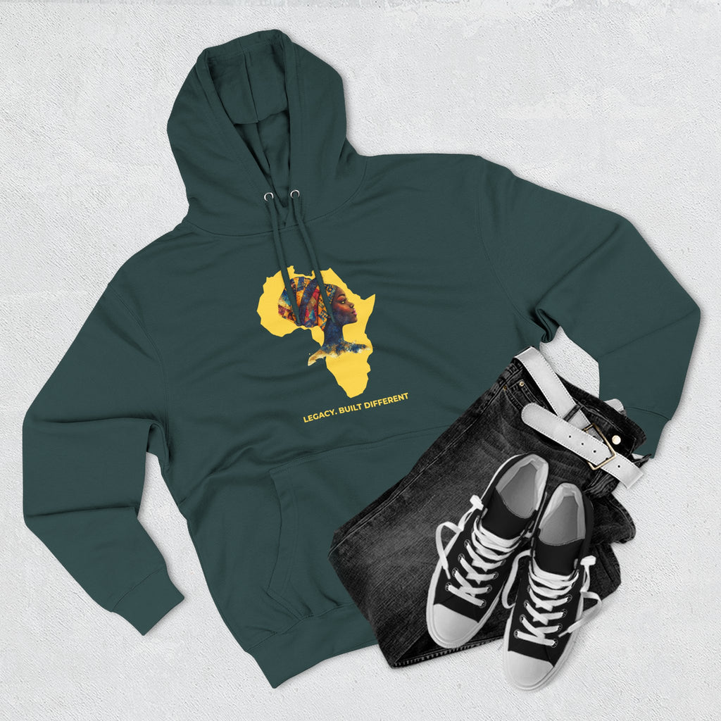 Hoodie — African Profile Art on Yellow Africa Silhouette (Legacy, Beauty, Empowerment)