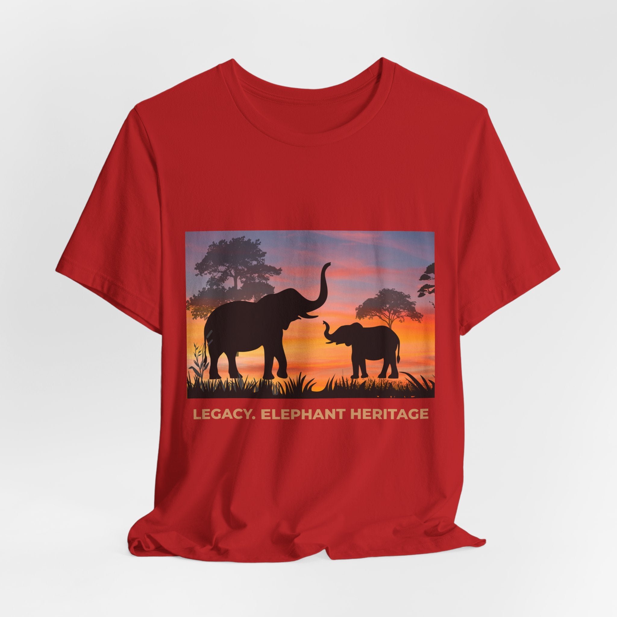 Elephant Sunset Tee — "Legacy, Elephant Heritage" Graphic T-Shirt