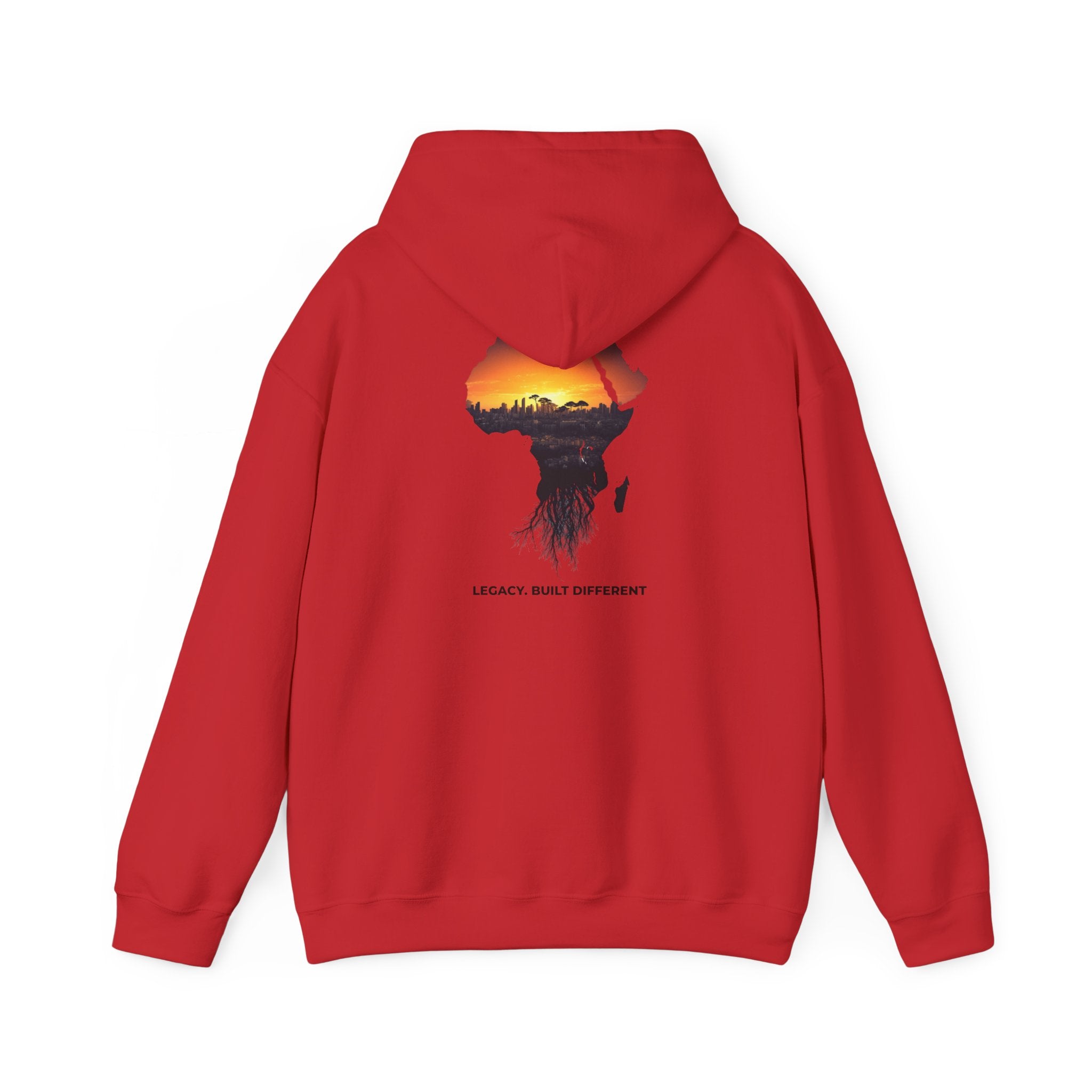 Africa Sunset Hoodie — "Legacy. Built Different." Graphic Pullover