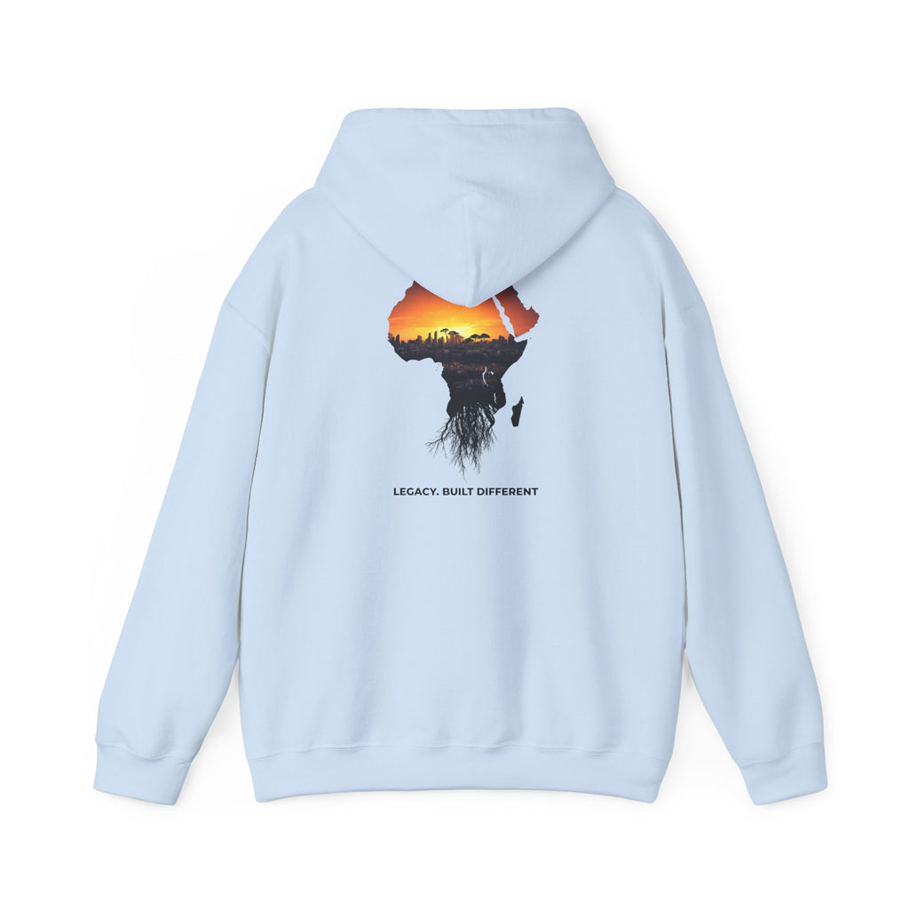 Africa Sunset Hoodie — "Legacy. Built Different." Graphic Pullover
