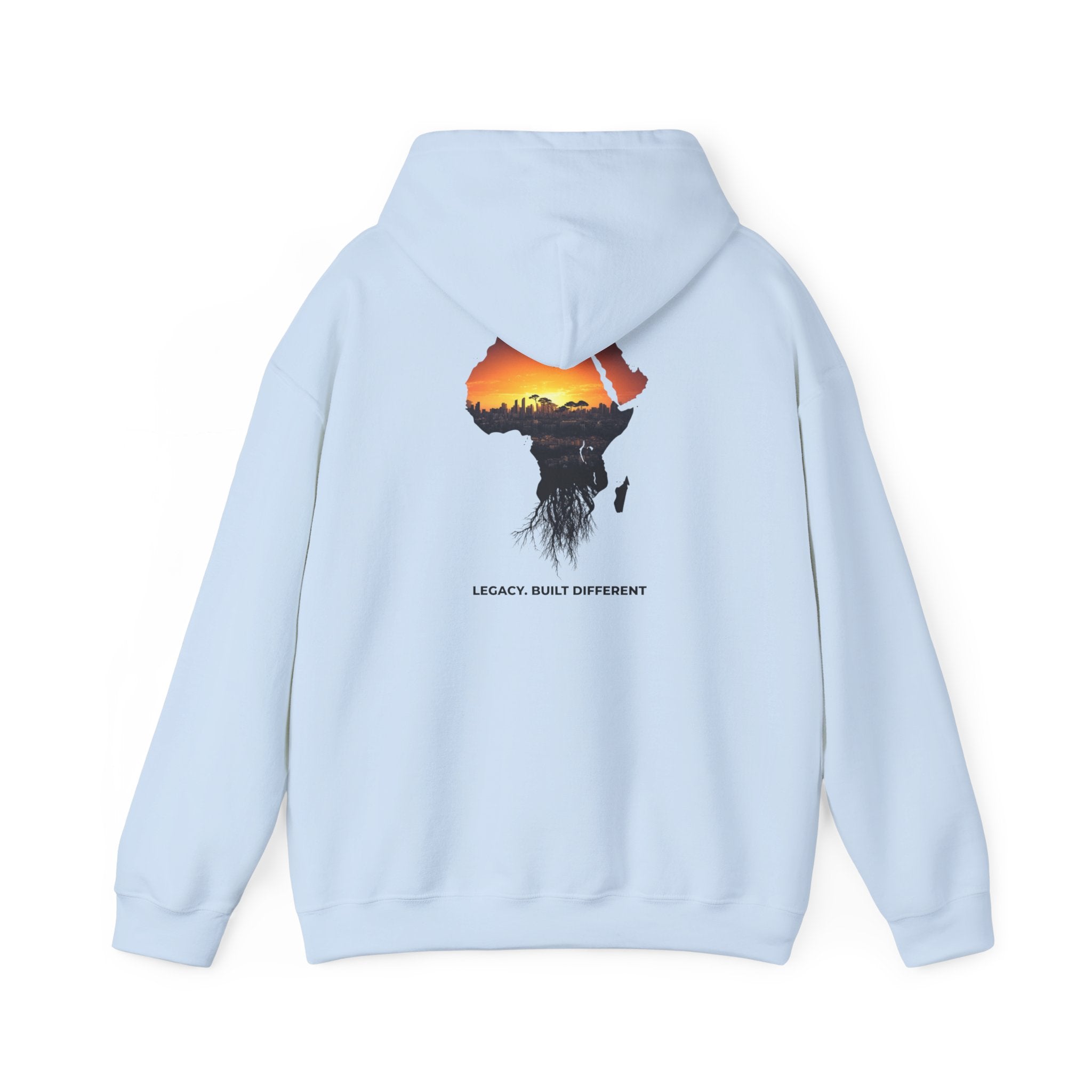 Africa Sunset Hoodie — "Legacy. Built Different." Graphic Pullover