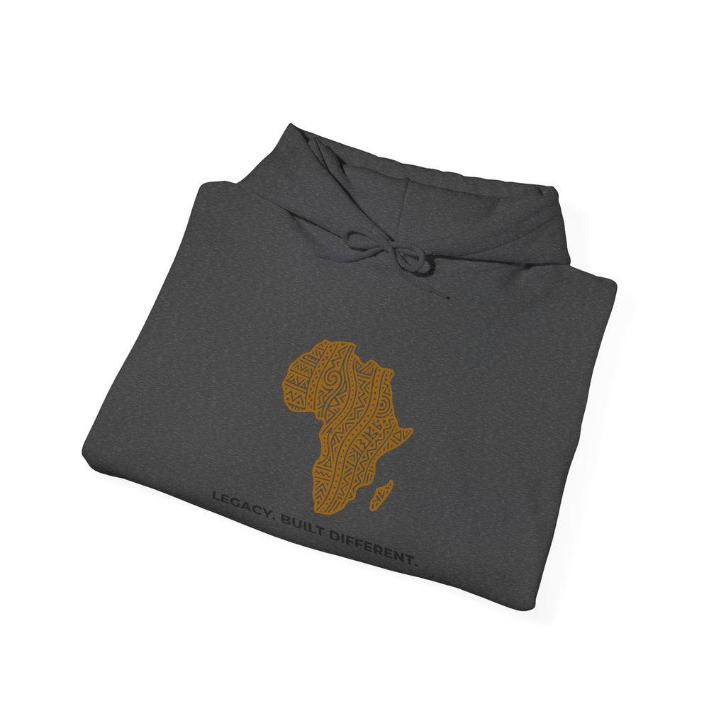 Africa Map Hoodie — 'Legacy. Built Different.' Cultural Pattern Pullover
