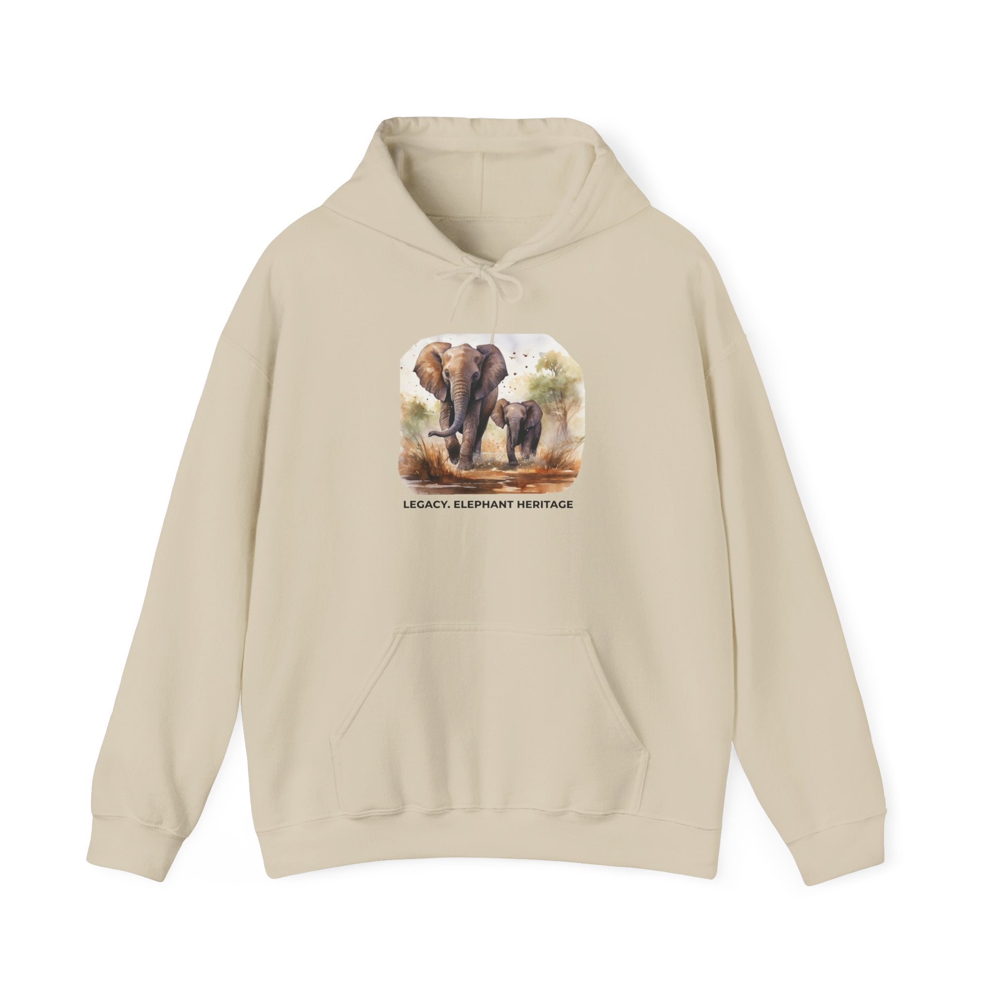 Elephant Heritage Hoodie — Wildlife Mom & Calf Graphic Sweatshirt
