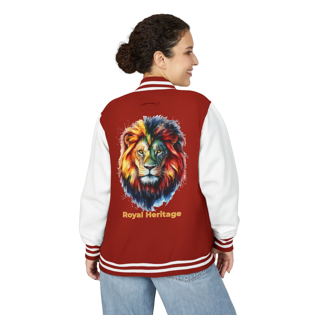 Lion Graphic Letterman Jacket — "Royal Heritage" Varsity Jacket