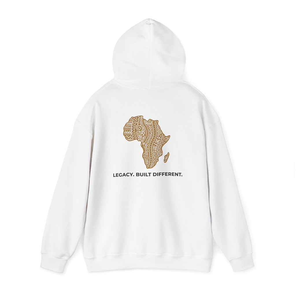 Africa Map Hoodie — 'Legacy. Built Different.' Cultural Pattern Pullover