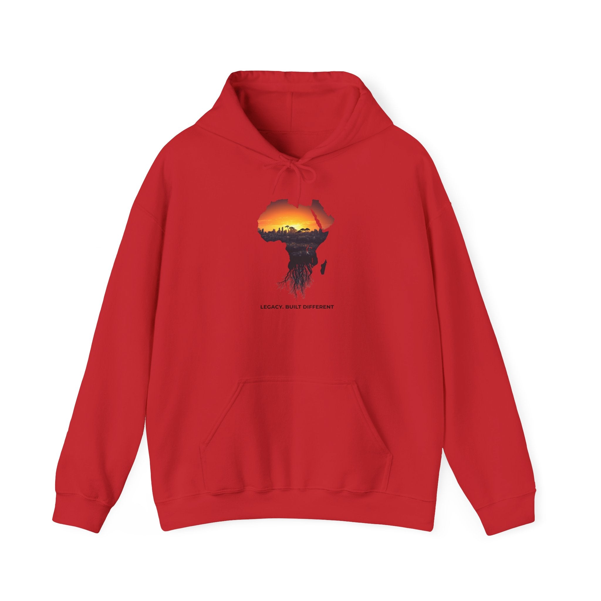 Africa Sunset Hoodie — "Legacy. Built Different." Graphic Pullover