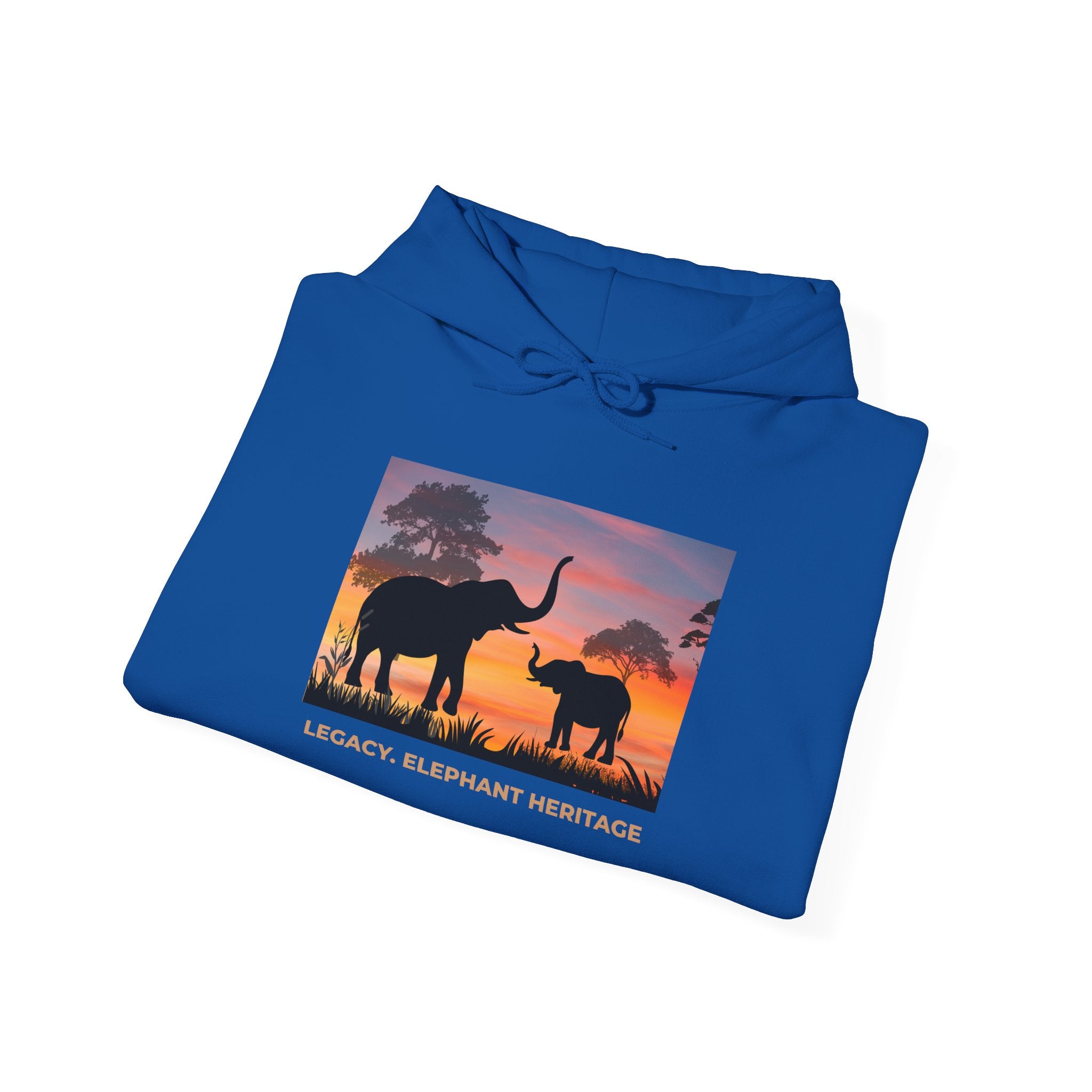 Elephant Heritage Hoodie — Sunset Silhouette "Legacy. Elephant Heritage"