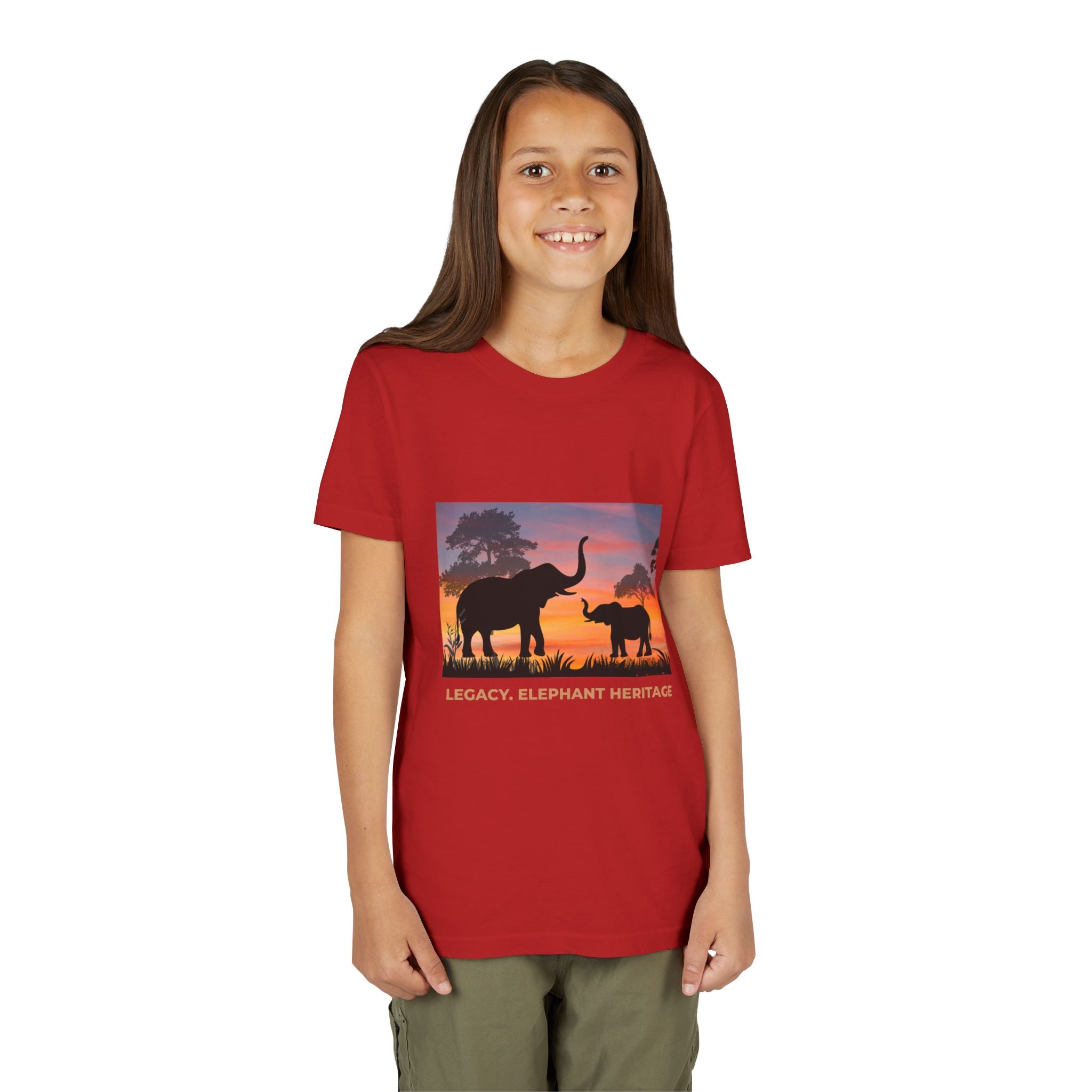 Youth Elephant Sunset Tee — 'Legacy, Love & Heritage' Kids Shirt