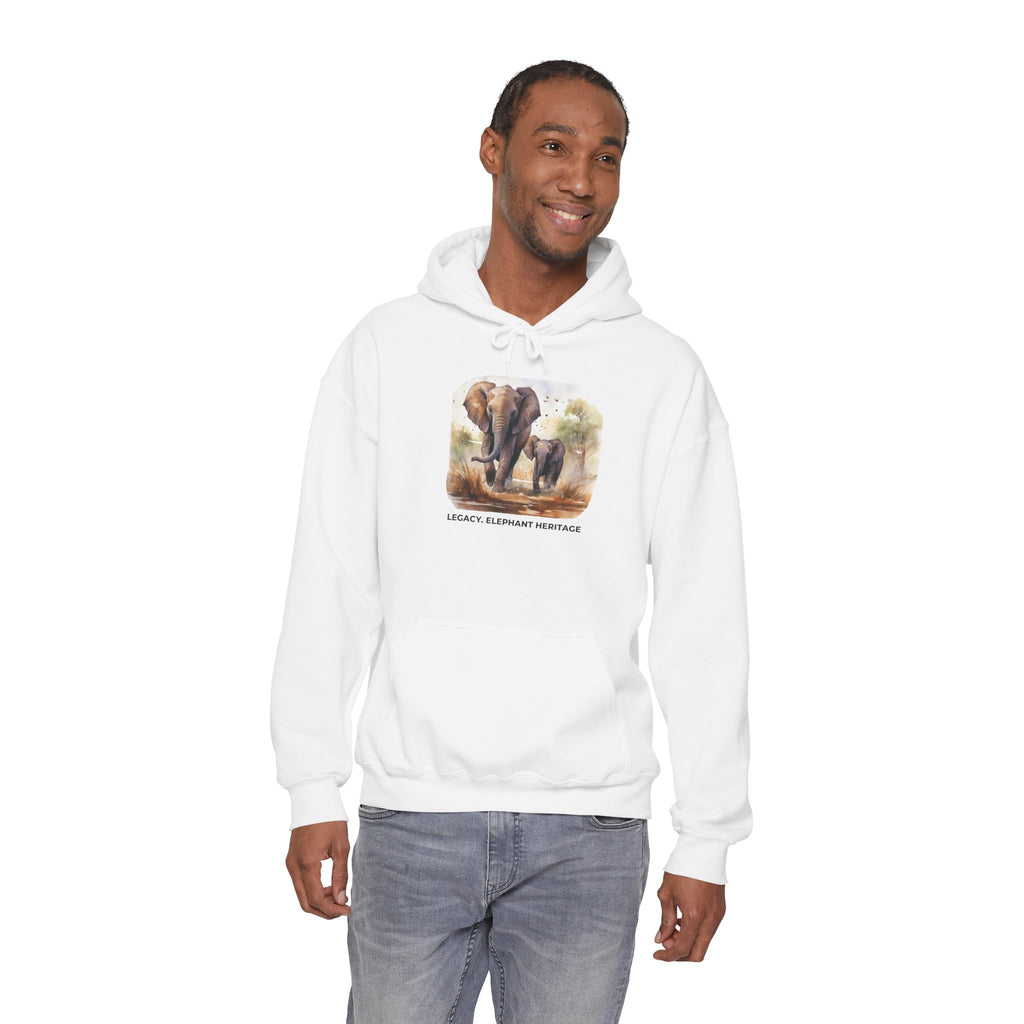 Elephant Heritage Hoodie — Wildlife Mom & Calf Graphic Sweatshirt