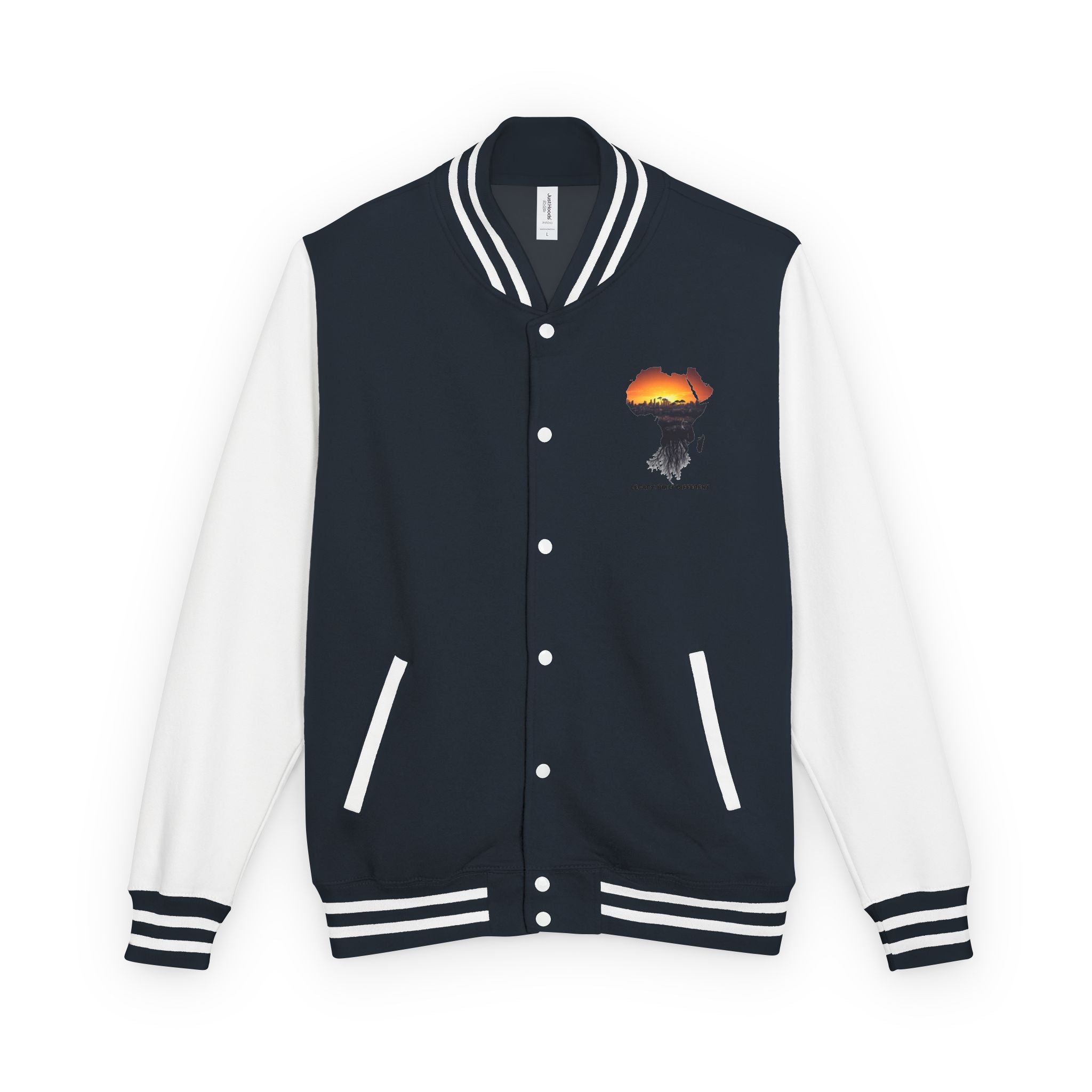 Letterman Jacket — Africa Sunset Map Design ("Legacy. Built Different.")