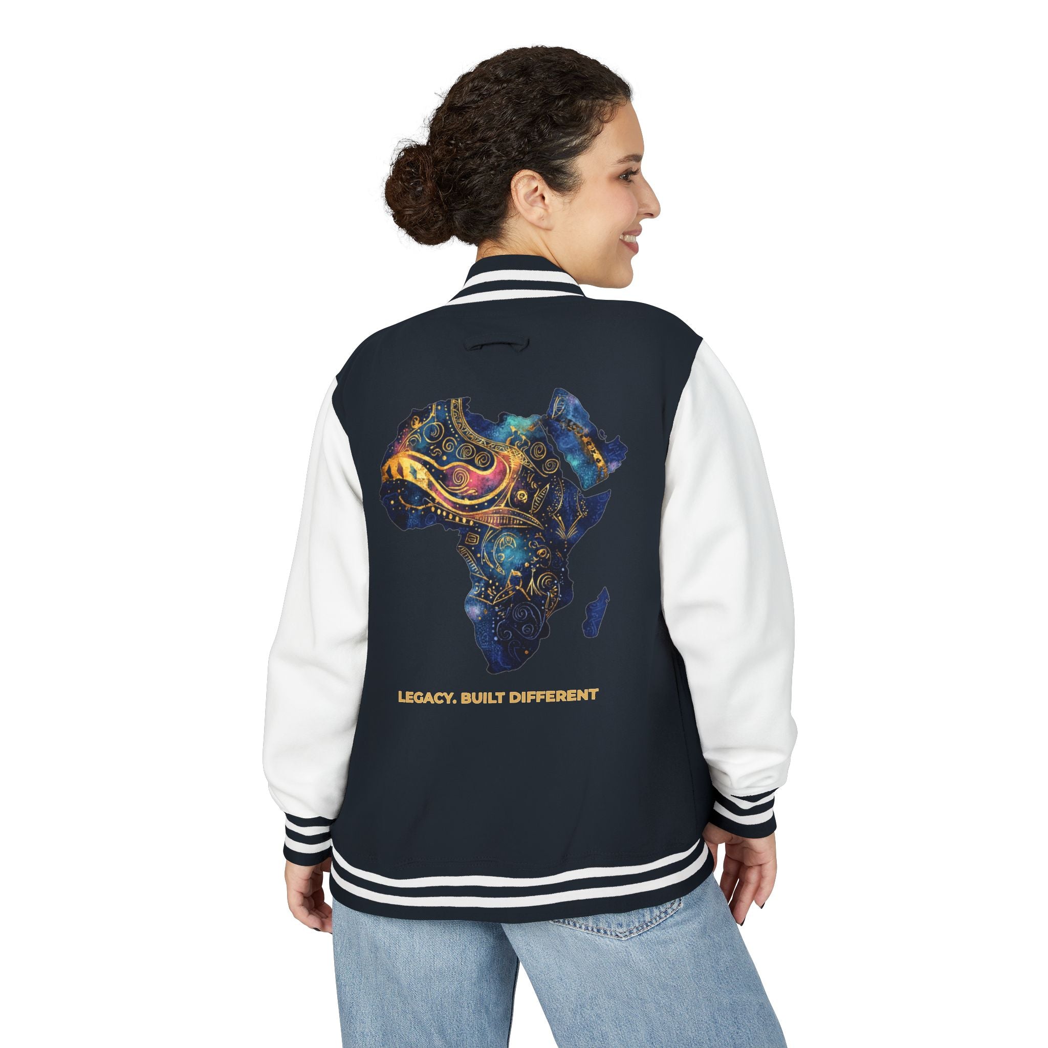Africa Map Letterman Jacket — Colorful African Continent Graphic Bomber