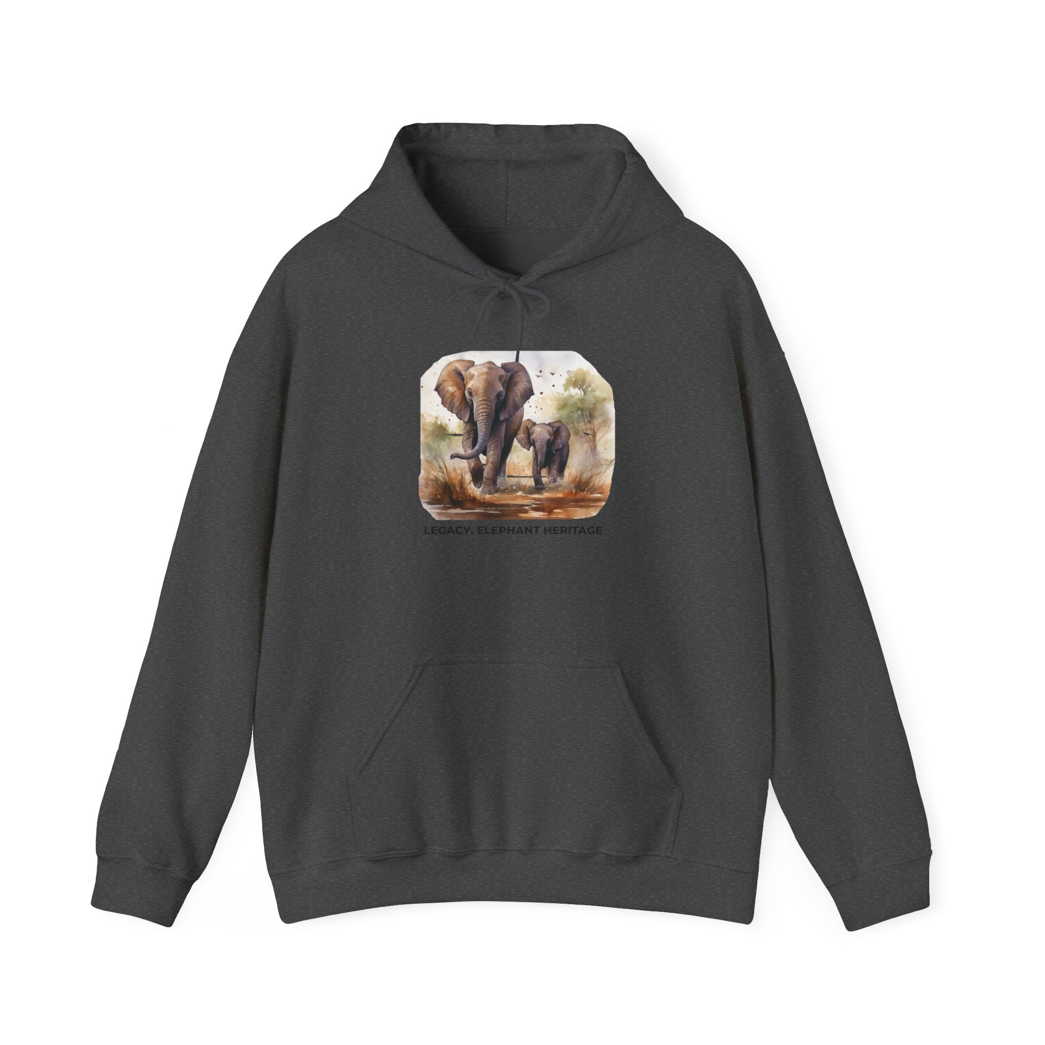 Elephant Heritage Hoodie — Wildlife Mom & Calf Graphic Sweatshirt