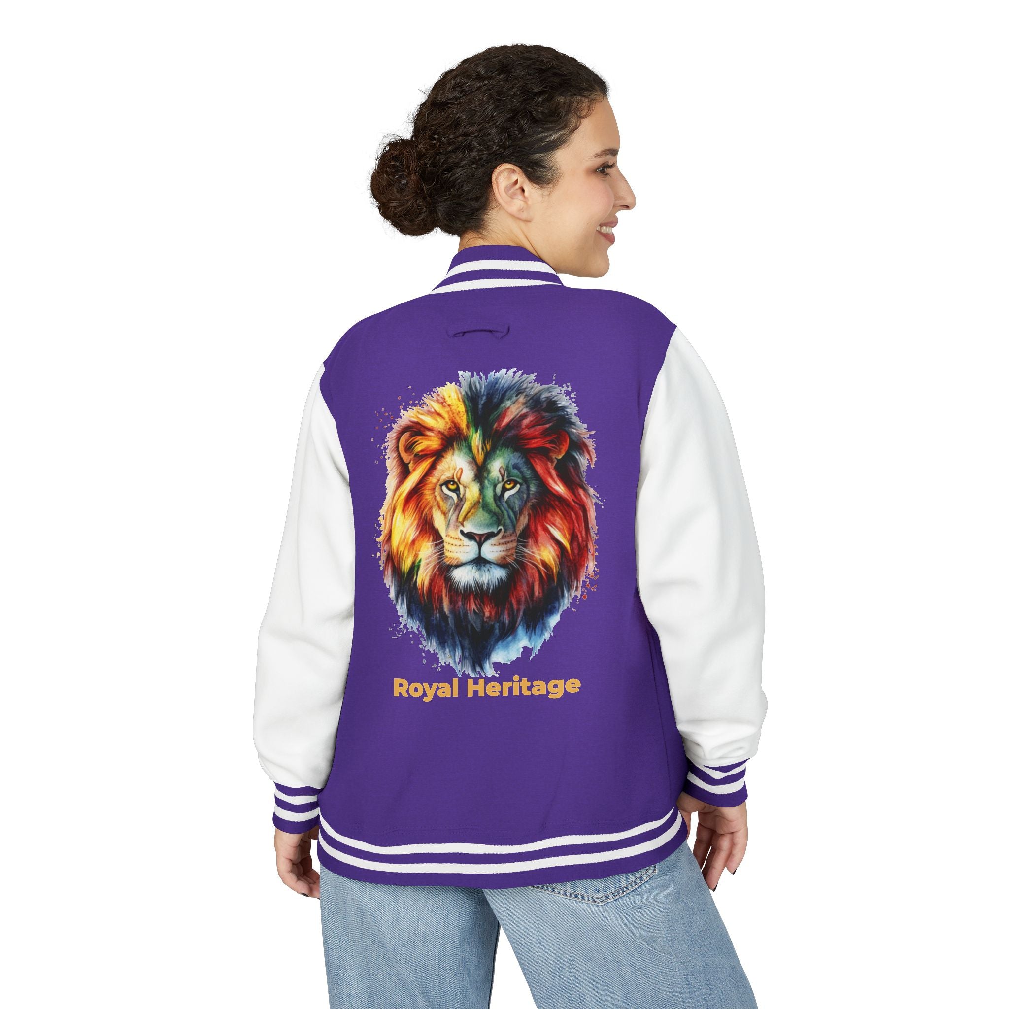 Lion Graphic Letterman Jacket — "Royal Heritage" Varsity Jacket