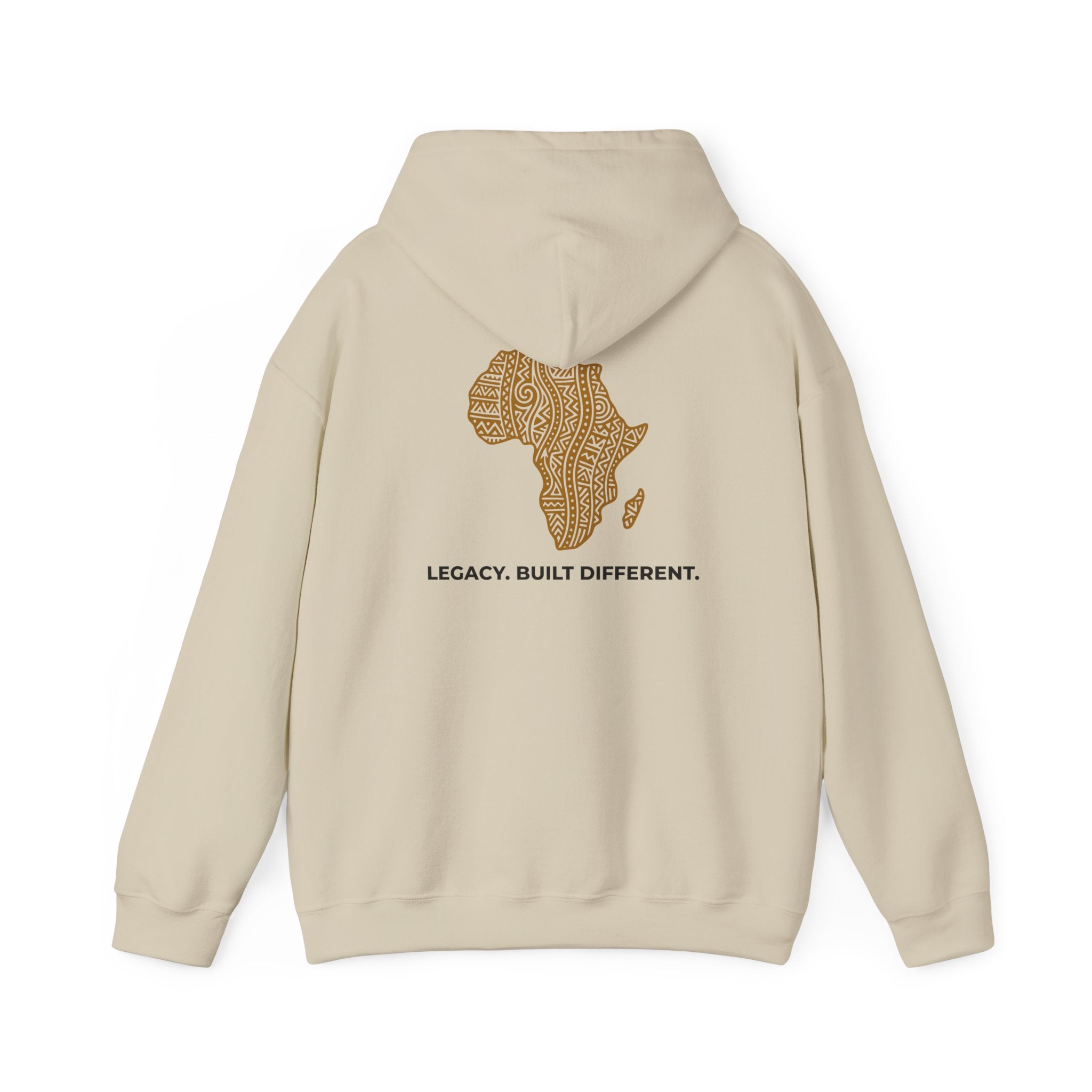 Africa Map Hoodie — 'Legacy. Built Different.' Cultural Pattern Pullover