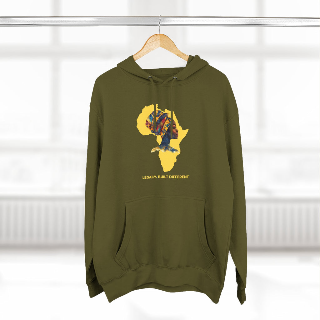 Hoodie — African Profile Art on Yellow Africa Silhouette (Legacy, Beauty, Empowerment)