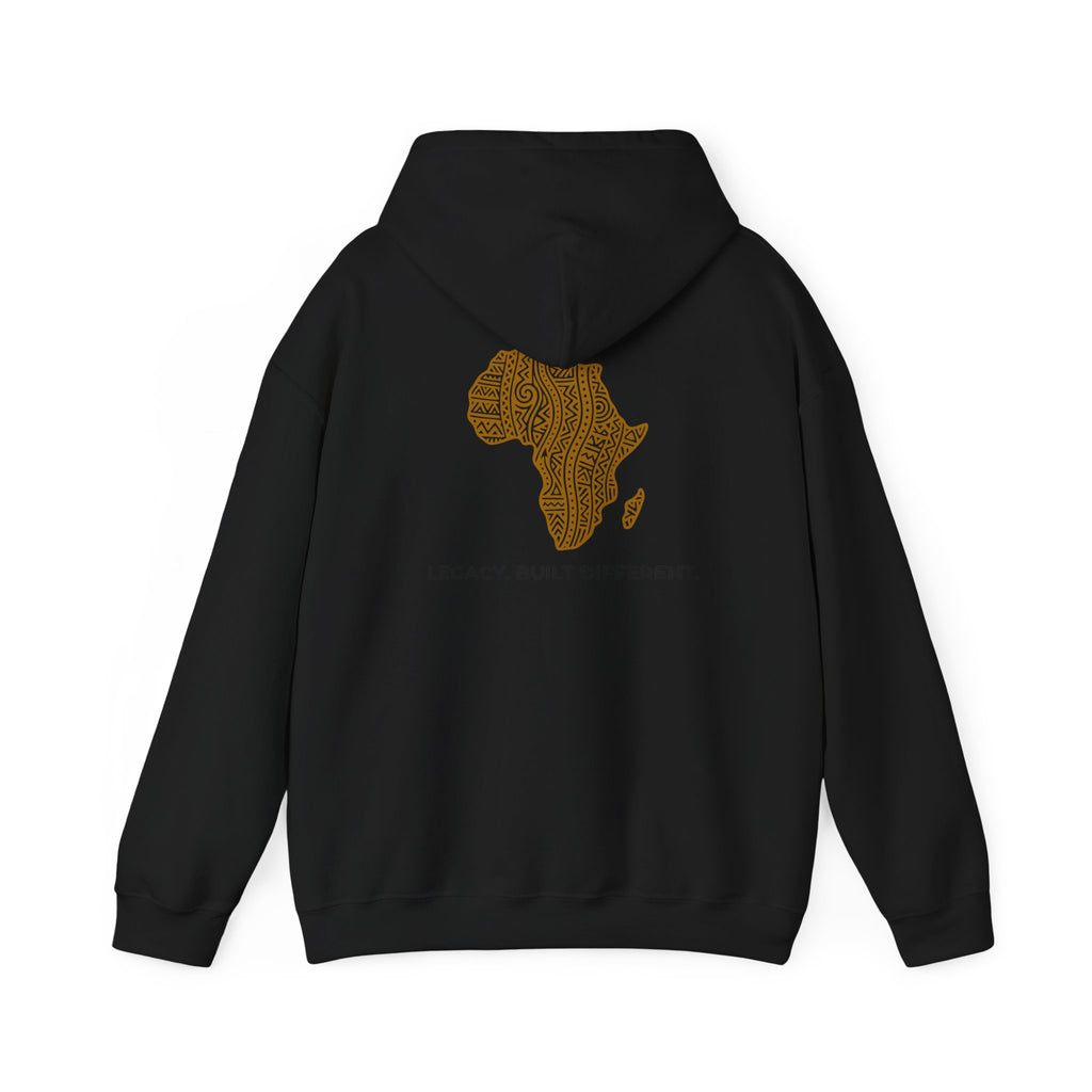 Africa Map Hoodie — 'Legacy. Built Different.' Cultural Pattern Pullover