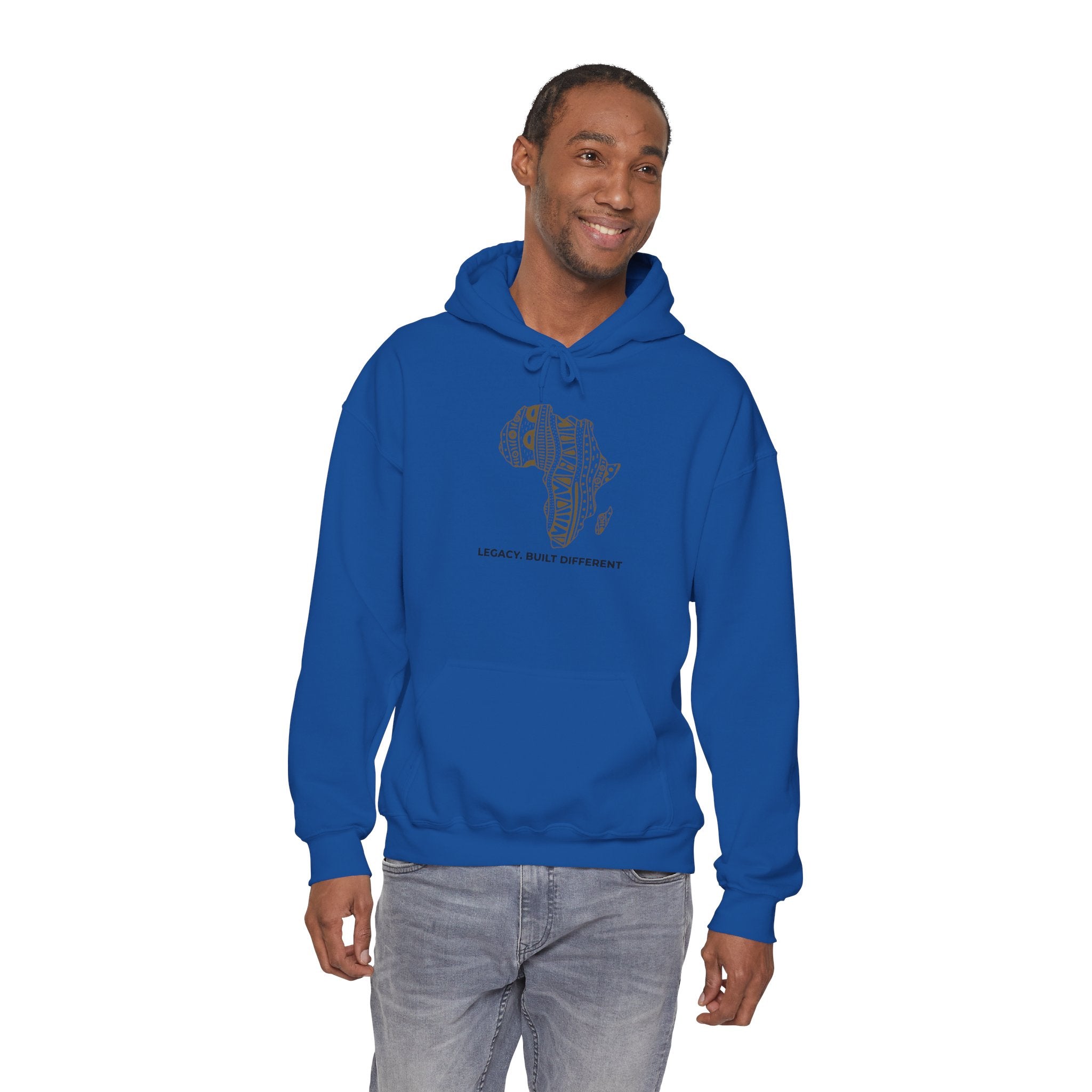 Africa Pattern Hoodie — "Legacy. Built Different." Graphic Sweatshirt