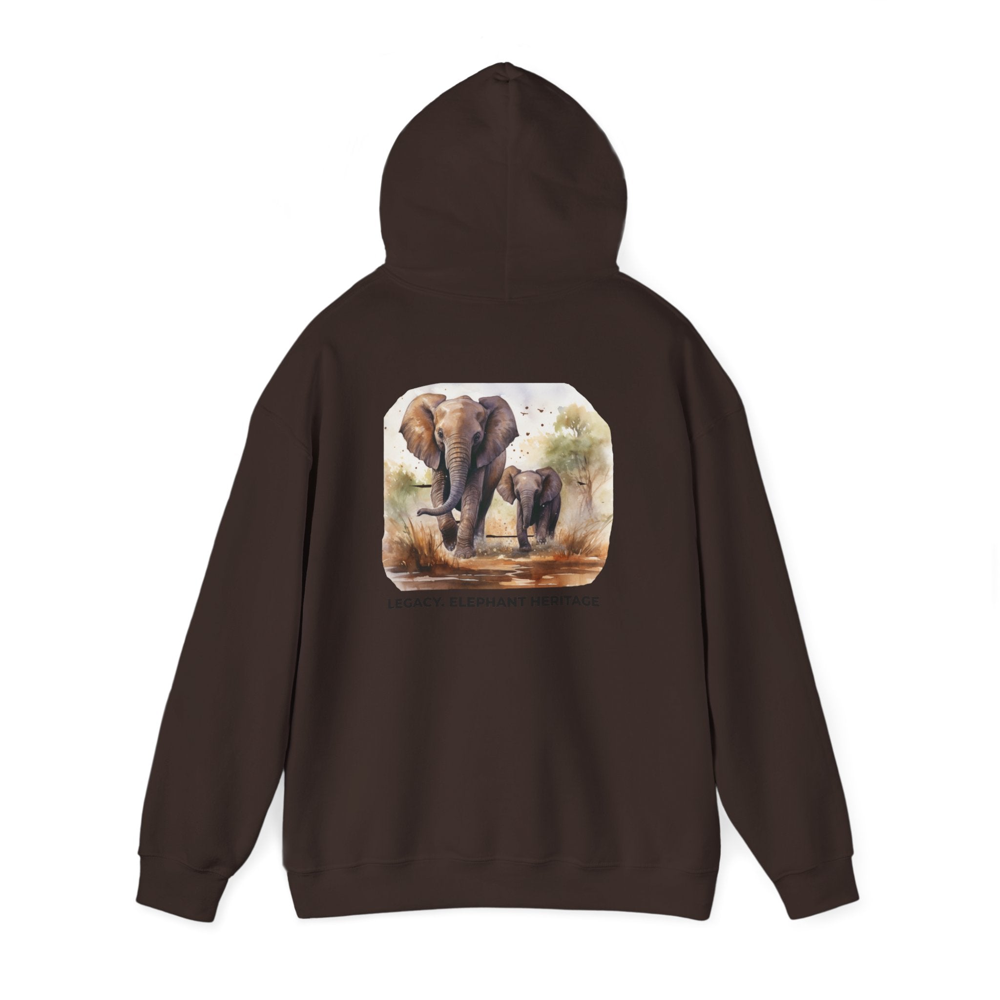Elephant Heritage Hoodie — Wildlife Mom & Calf Graphic Sweatshirt