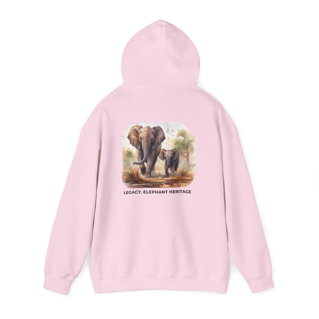 Elephant Heritage Hoodie — Wildlife Mom & Calf Graphic Sweatshirt
